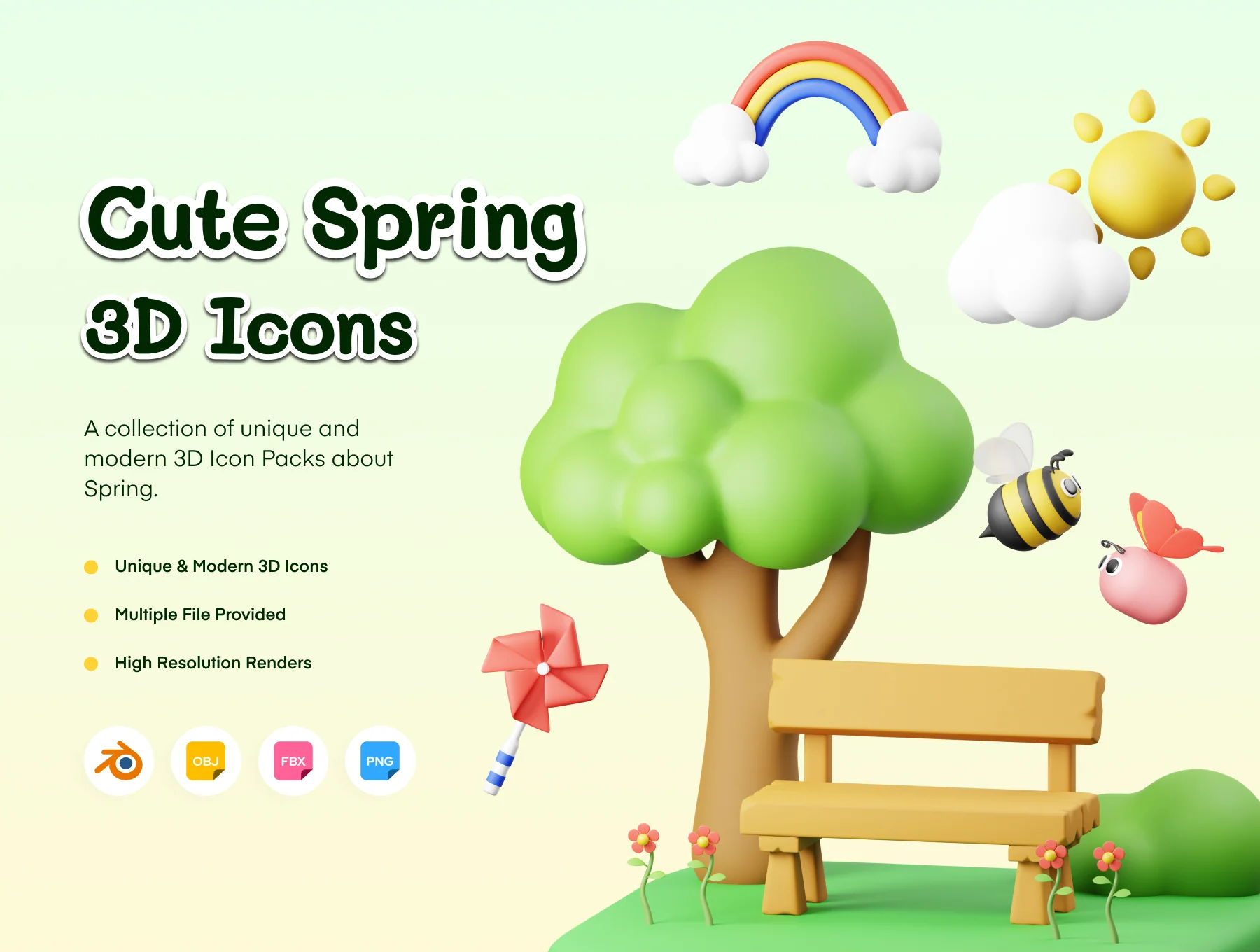 Spring 3D Illustration