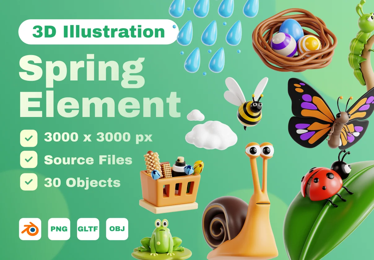 Spring Icon 3D Icon Pack