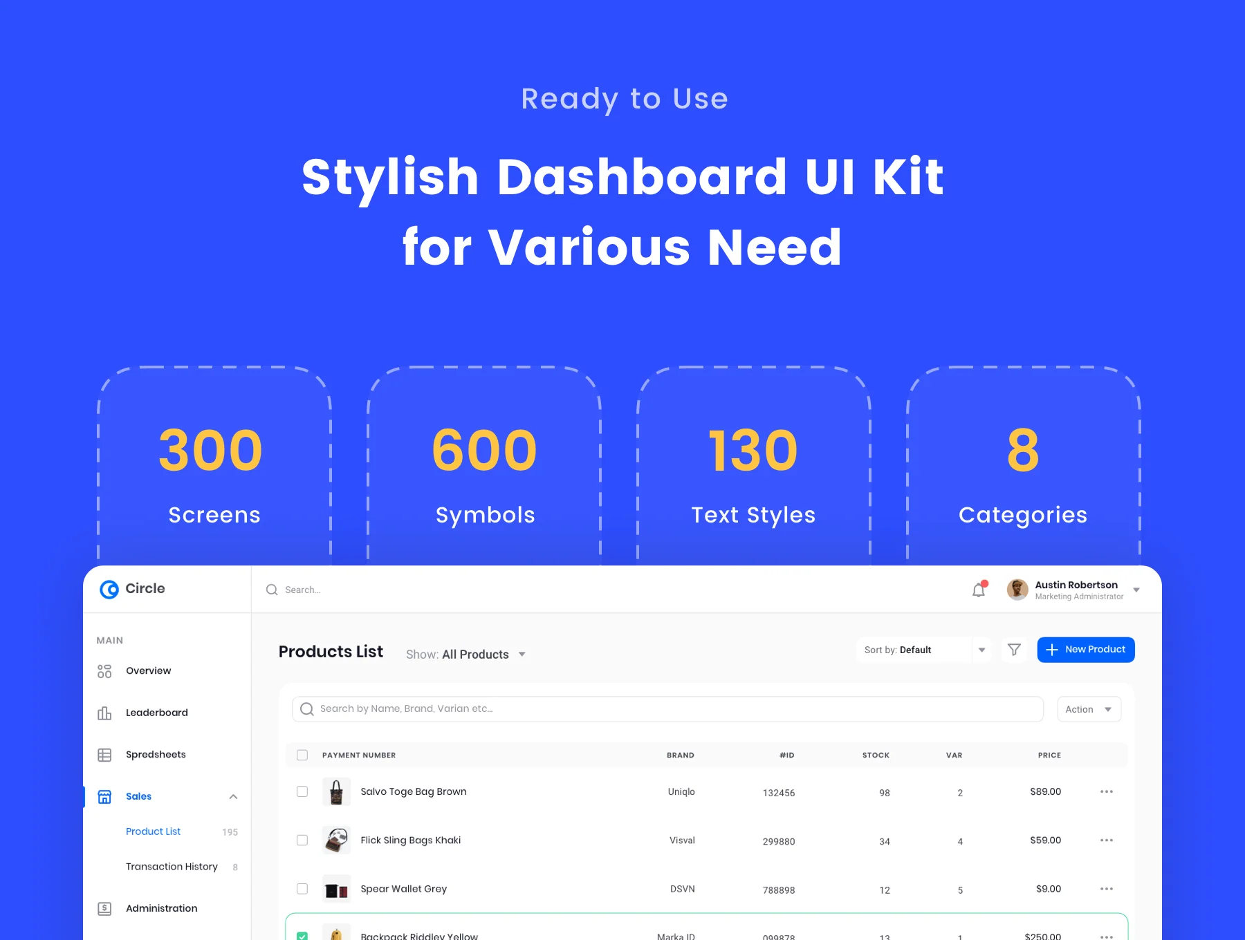Square Dashboard UI Kit 3