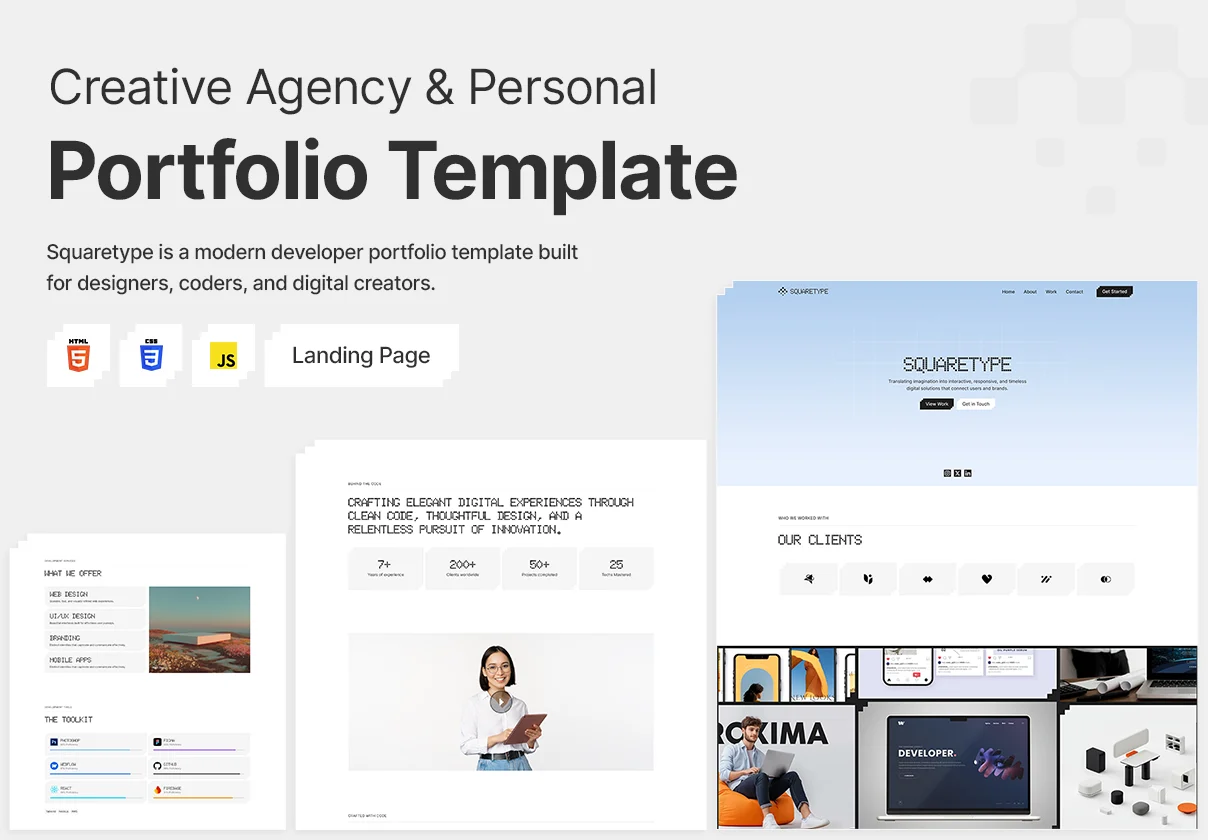 Squaretype - Creative Agency & Personal Portfolio HTML Template