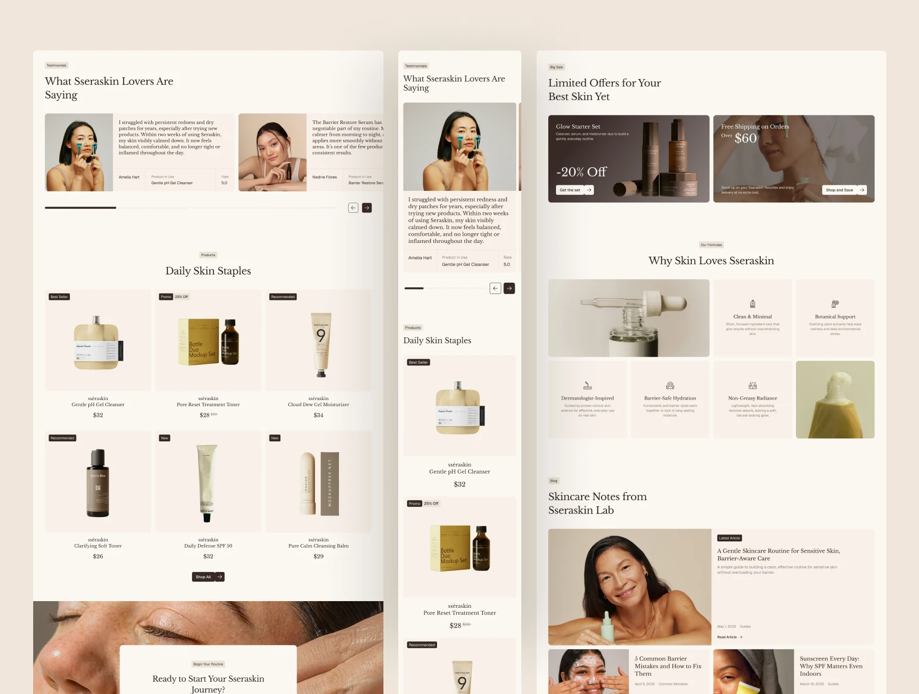 Sseraskin - Skincare E-Commerce Website UI Figma Template
