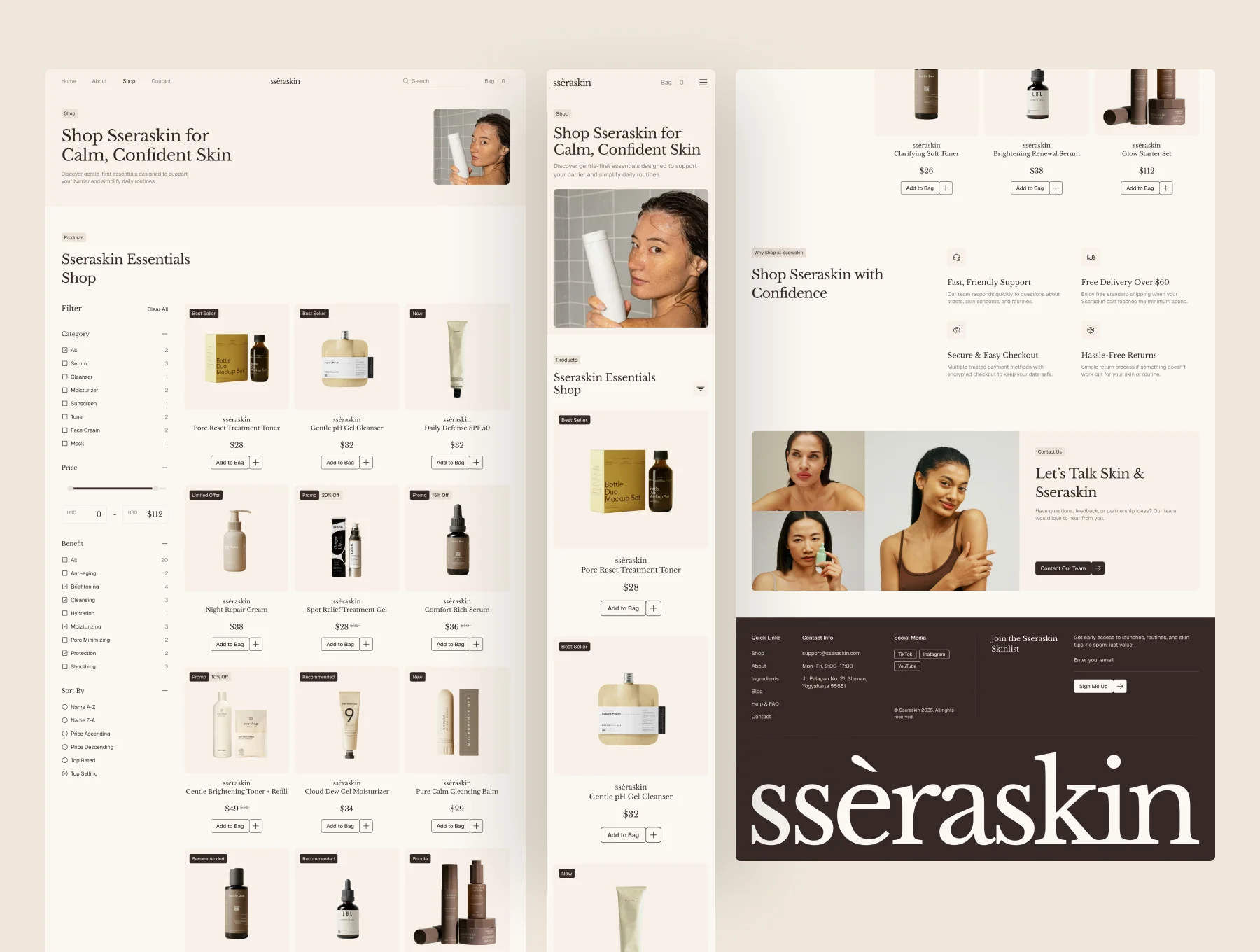 Sseraskin - Skincare E-Commerce Website UI Figma Template 3
