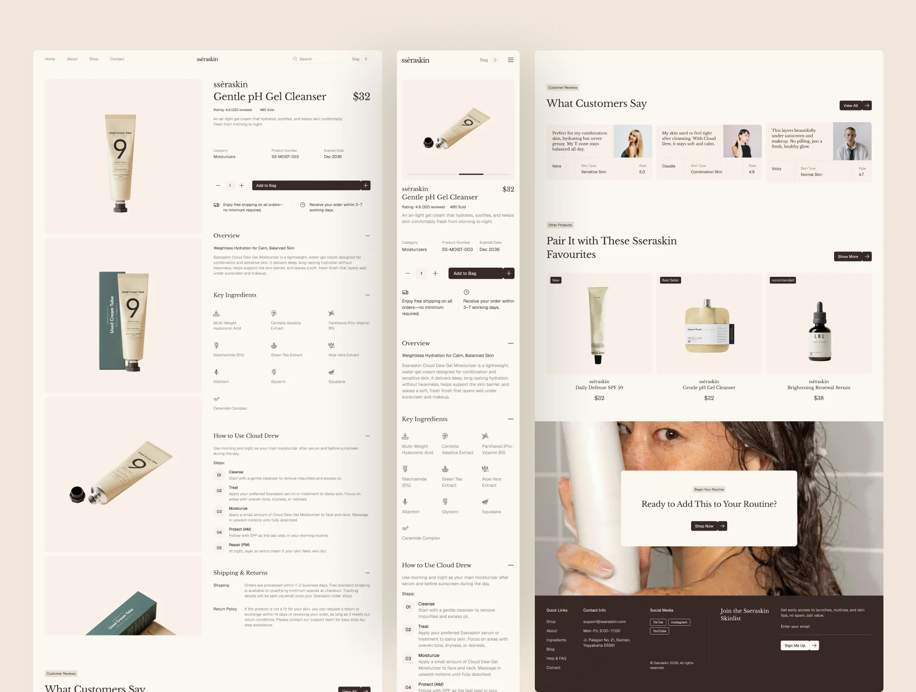 Sseraskin - Skincare E-Commerce Website UI Figma Template 4