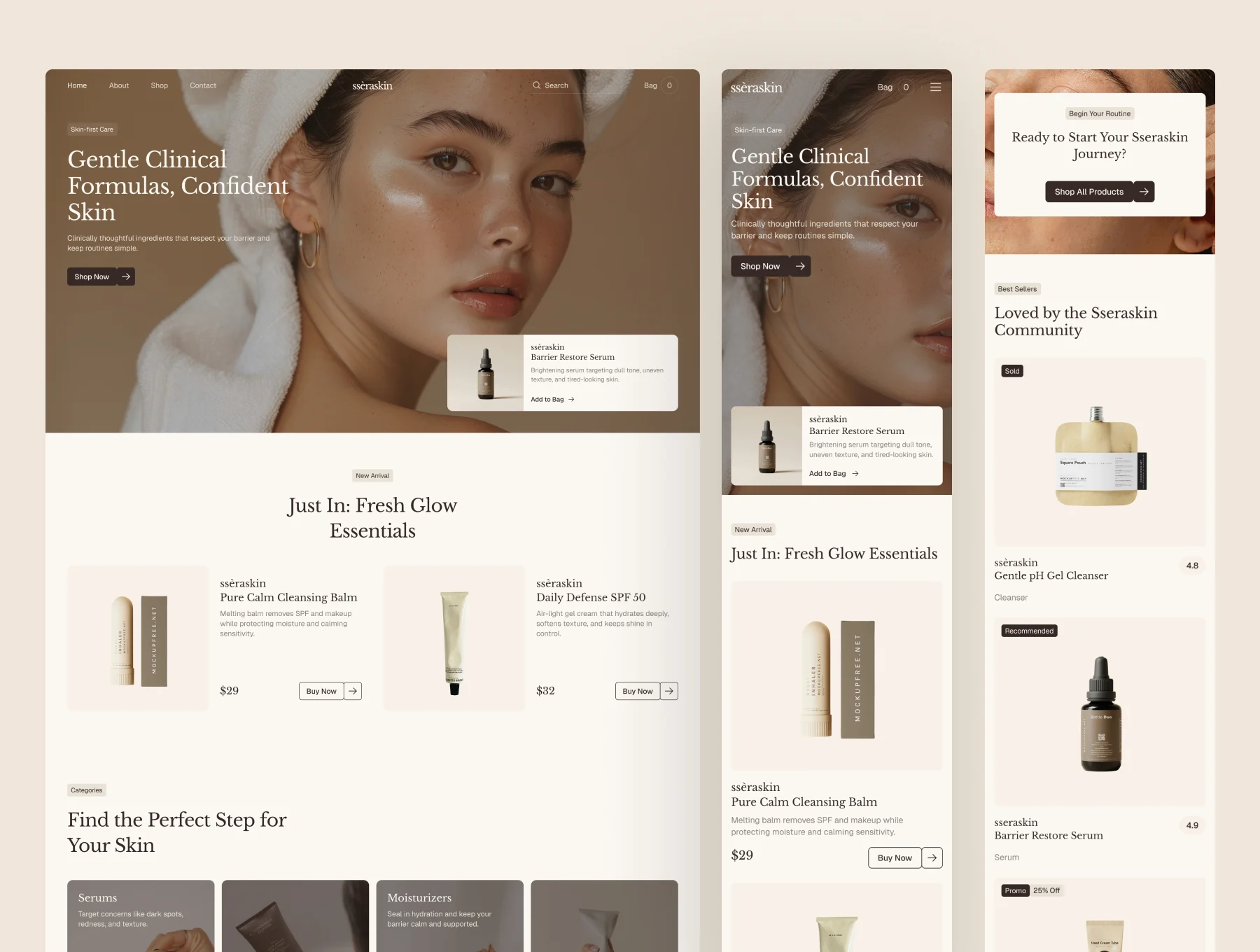 Sseraskin - Skincare E-Commerce Website UI Figma Template 6