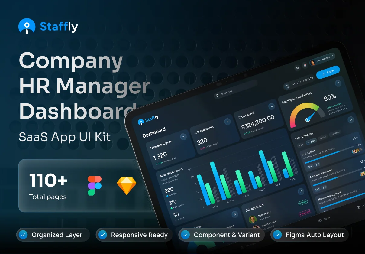 Staffly – Company HR Management SaaS Dashboard UI Kit