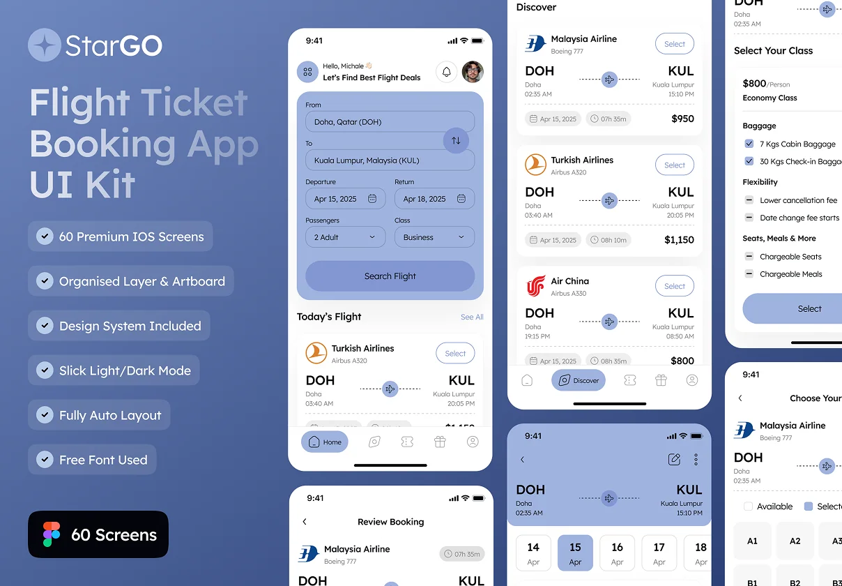 StarGO - Flight Ticket Booking App UI Kit