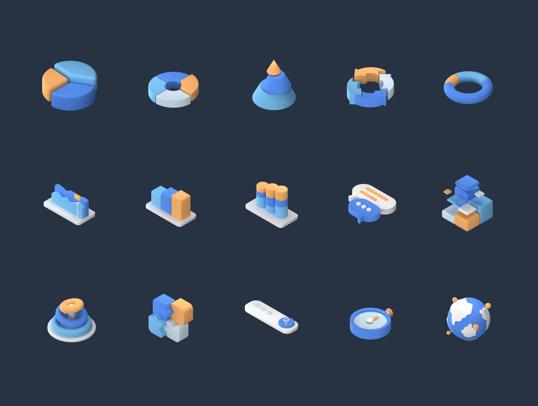 Statistics and Data 3D Icon Set 6