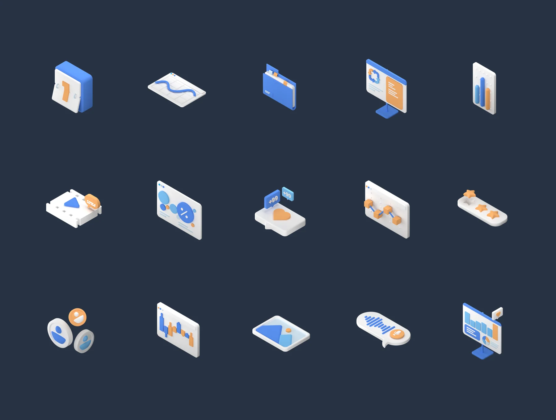 Statistics and Data 3D Icon Set 7