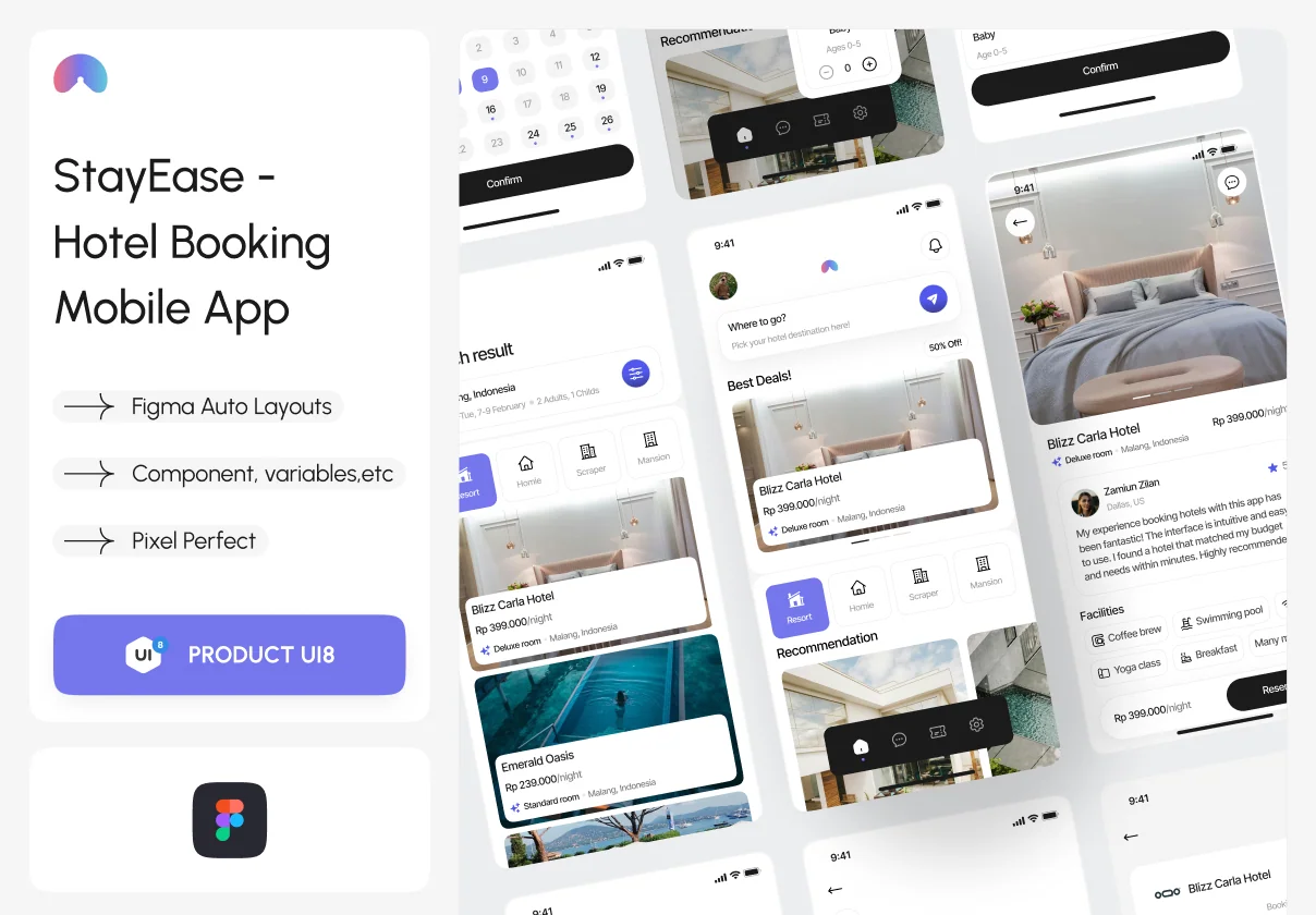 StayEase: Hotel Booking UI/UX App Design