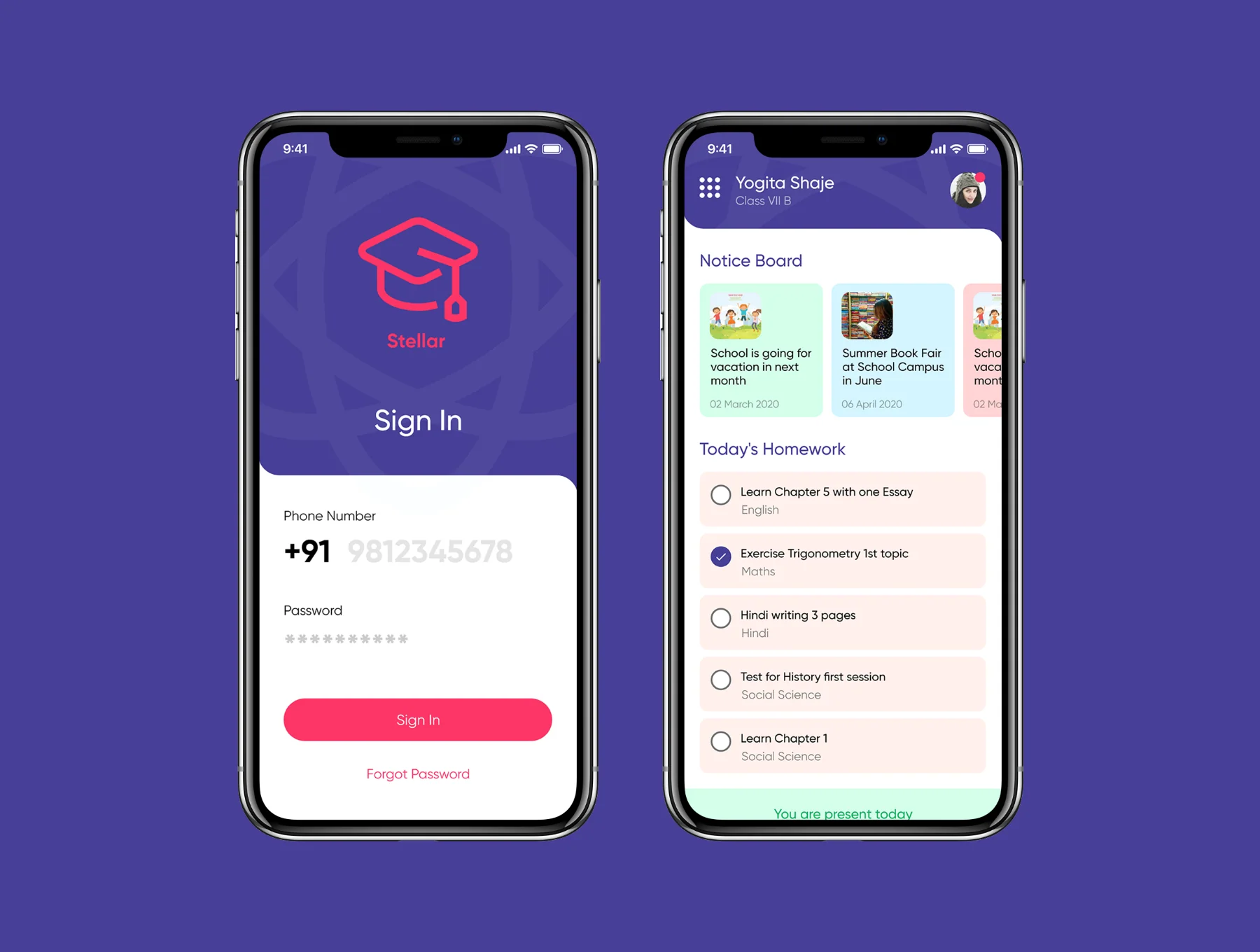 Stellar School App - Student UI Kit 3