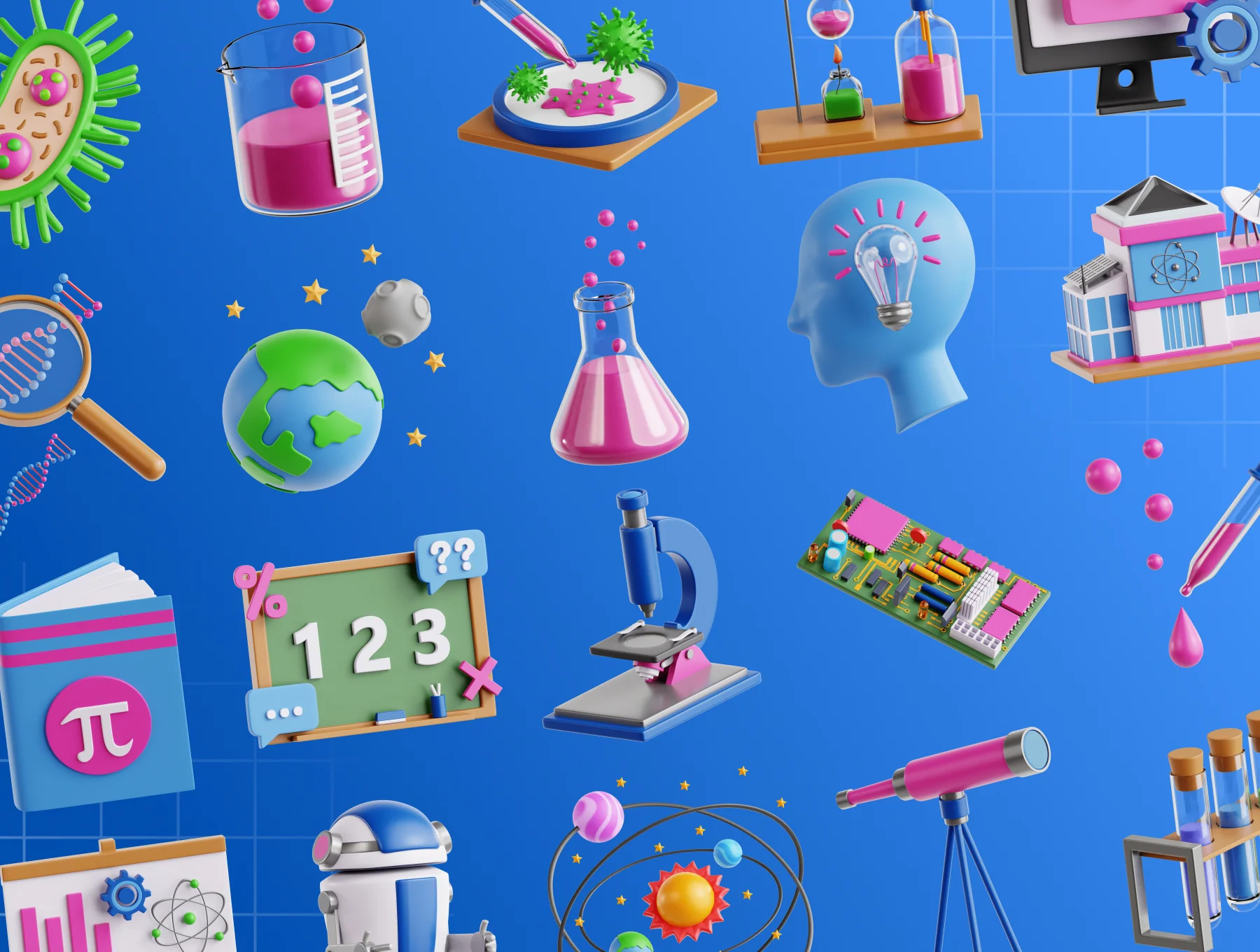Stem Day 3D Icon Set 2