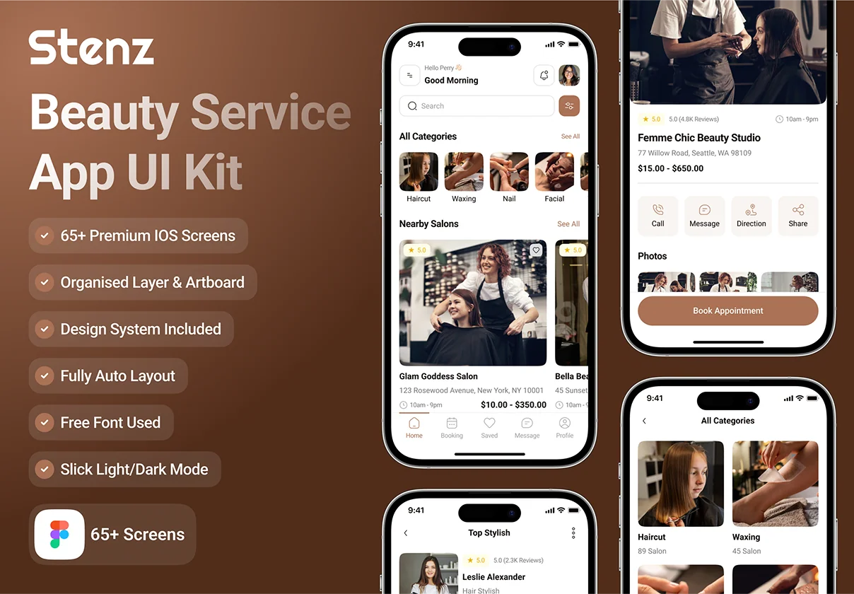 Stenz - Beauty Service App UI Kit