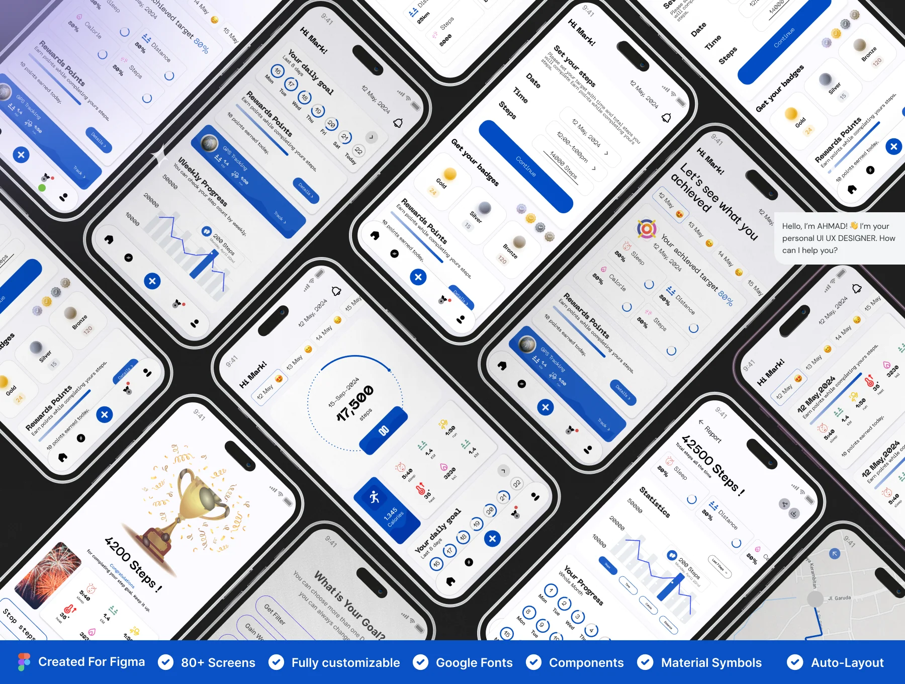 Step Counter & Tracker App UI Kit 3
