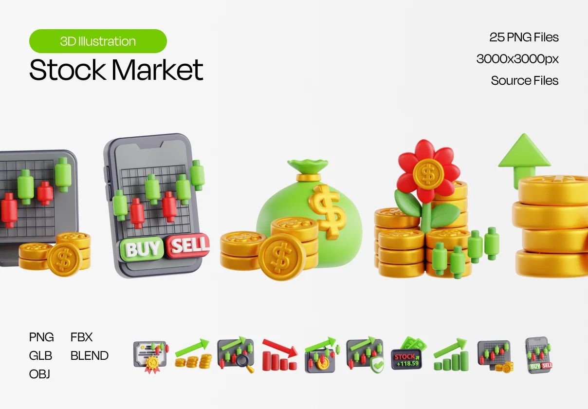 Stock Market 3D Icon Pack