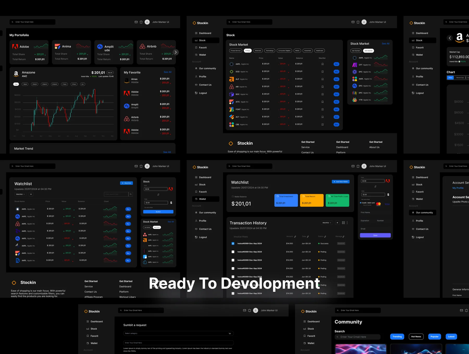 Trading Stock Market Dashboard Platform  UI Kit 2