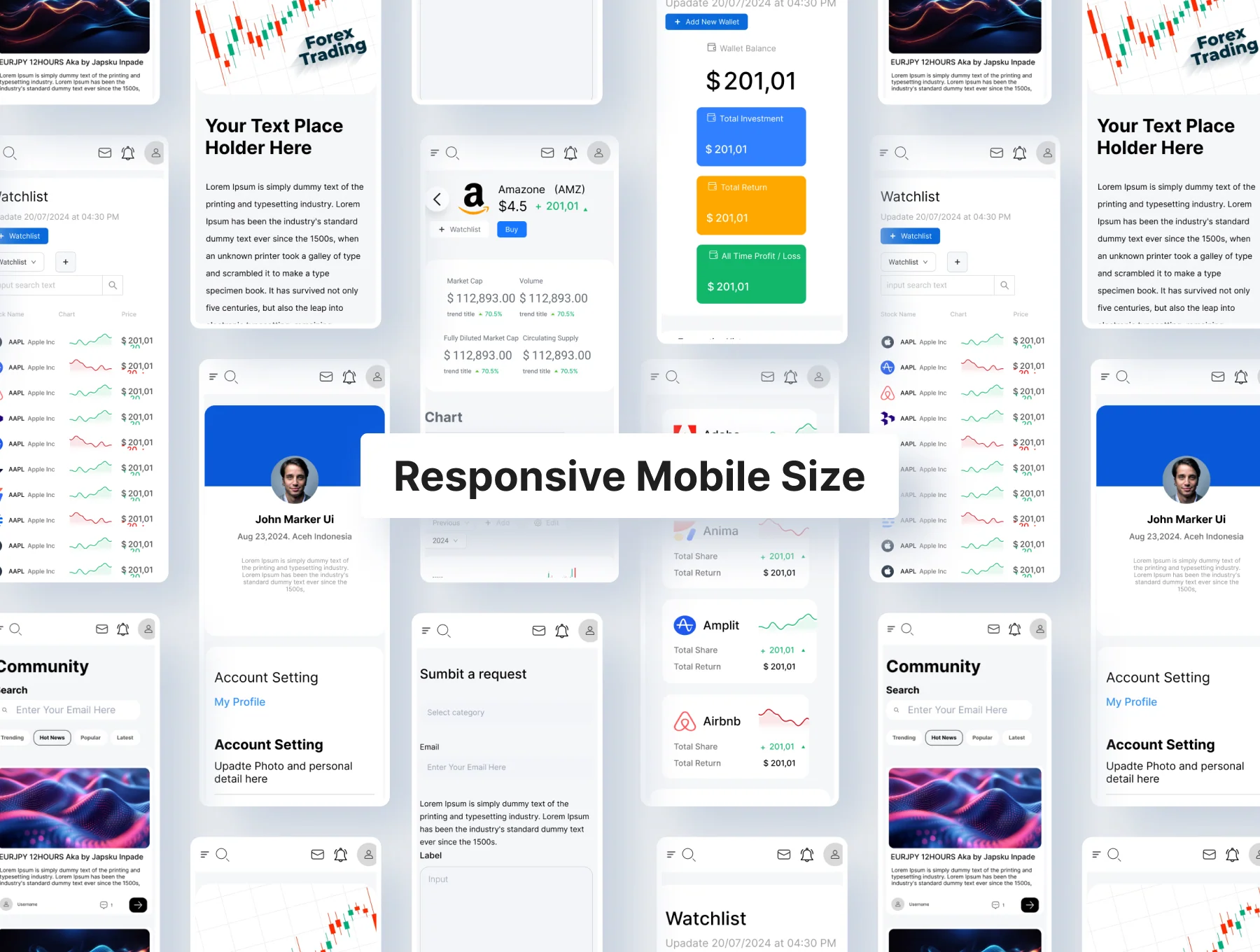 Trading Stock Market Dashboard Platform  UI Kit 7