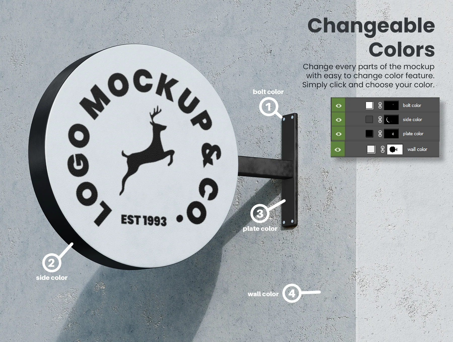 Storefront Round Shop Signage PSD Mockup Set 3