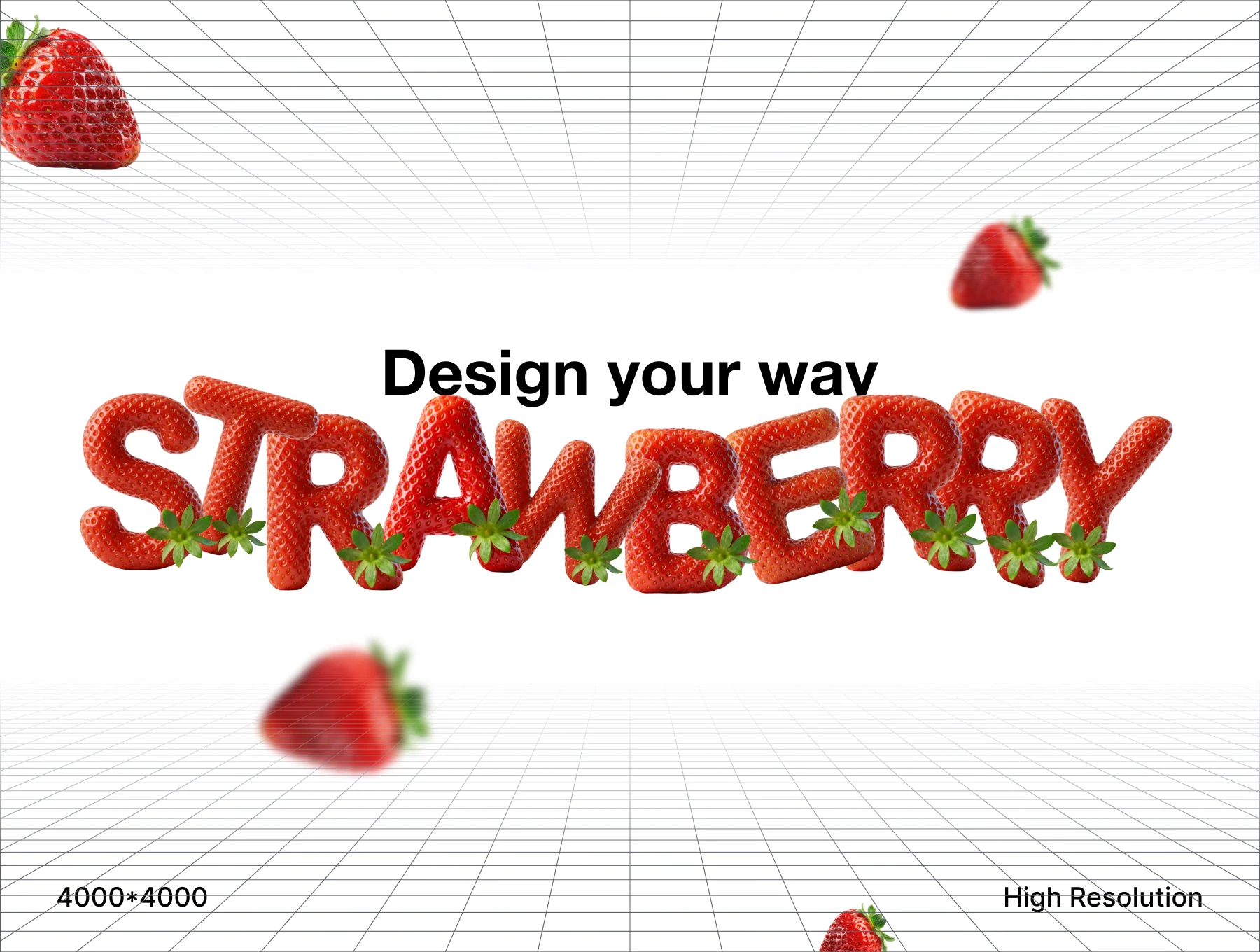 Strawberry 3D Typography Set - Letters, Numbers & Symbols 2