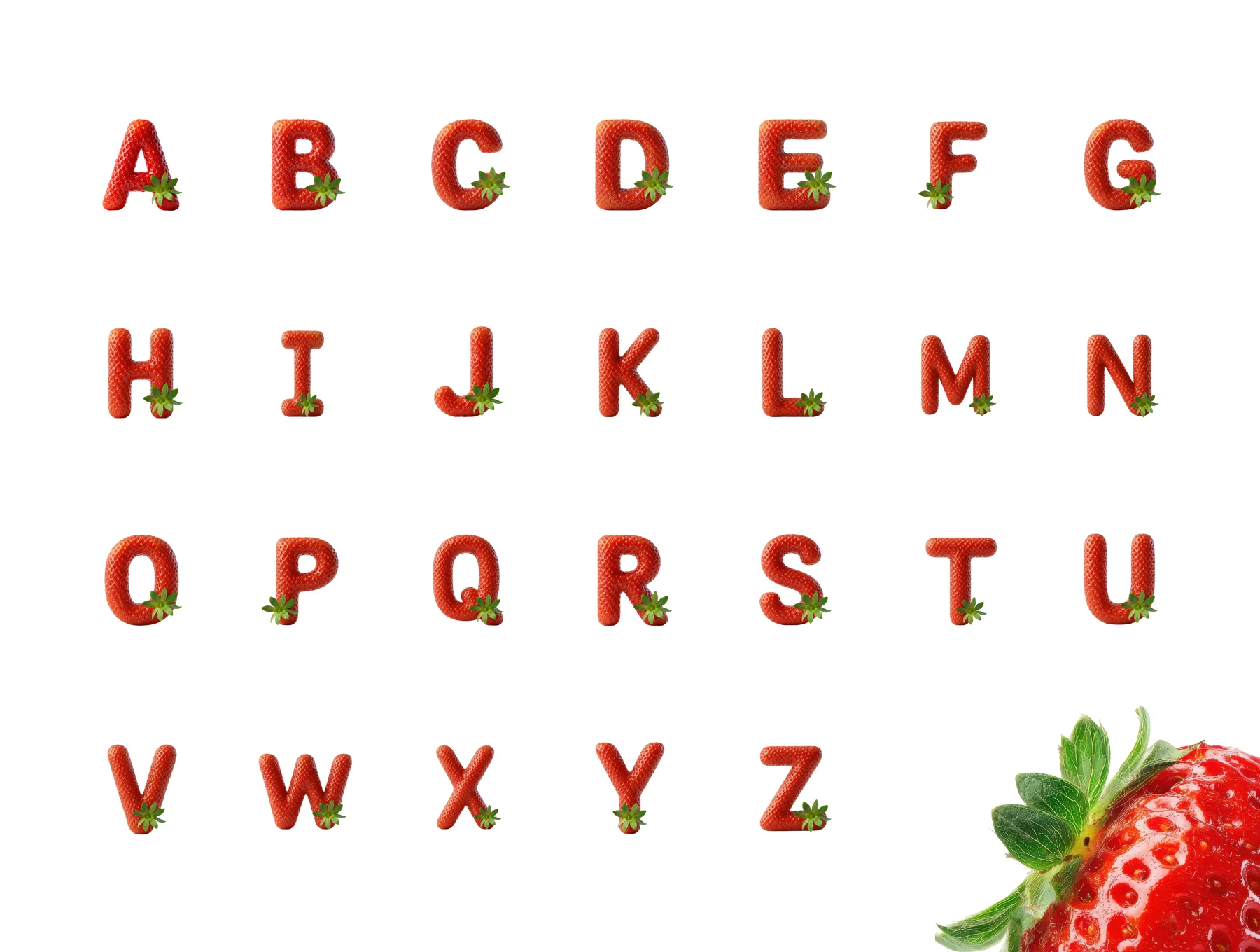 Strawberry 3D Typography Set - Letters, Numbers & Symbols 3