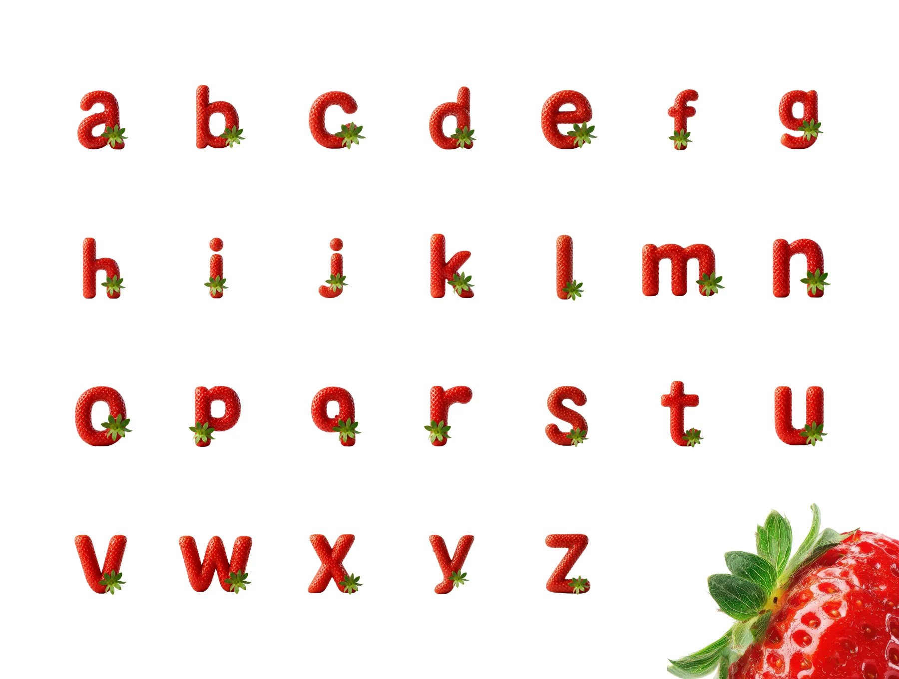 Strawberry 3D Typography Set - Letters, Numbers & Symbols 4