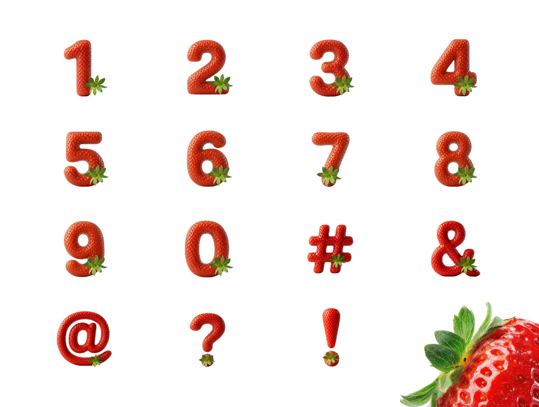 Strawberry 3D Typography Set - Letters, Numbers & Symbols 5