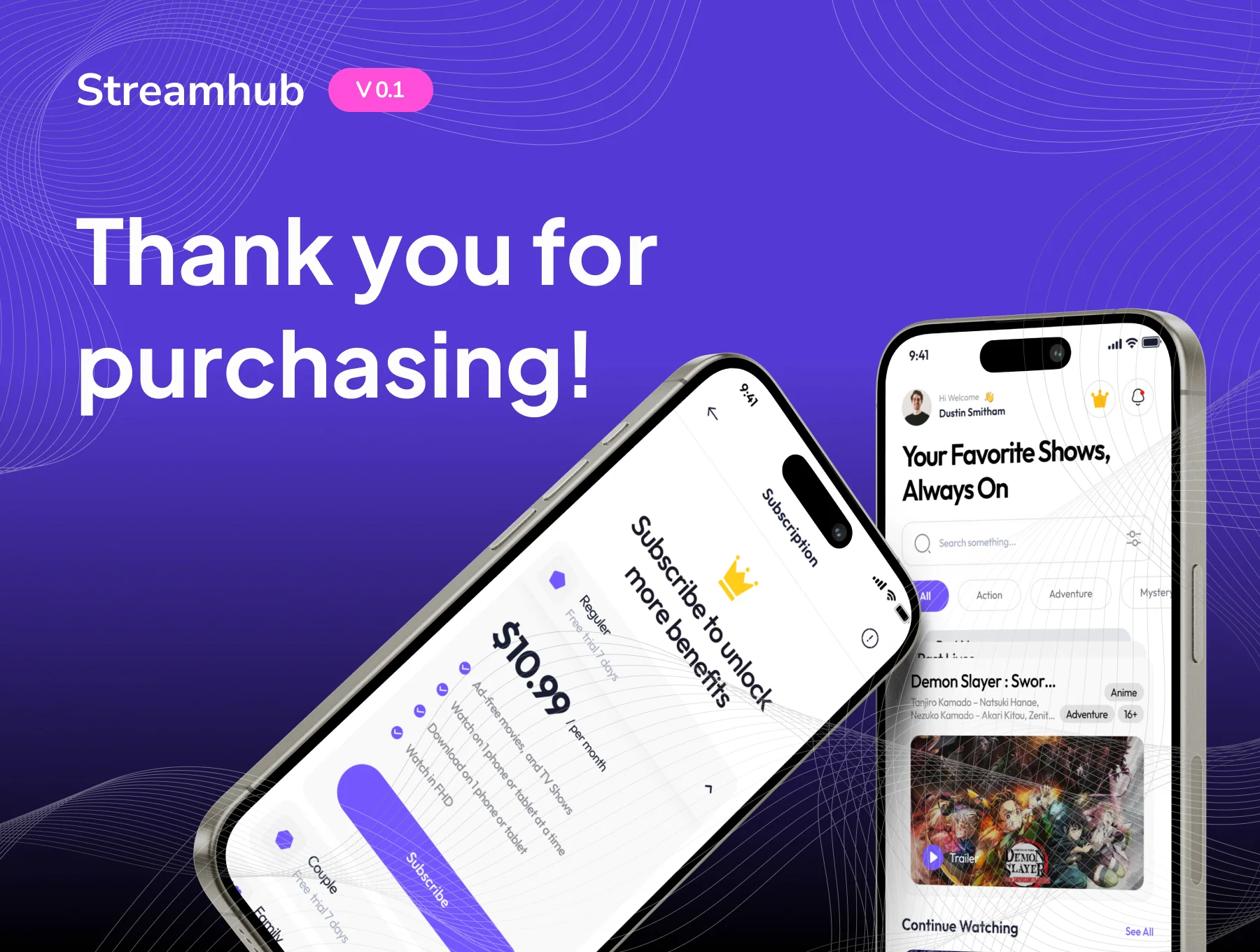 Streamhub -  Streaming Movie  App UI Kit 6