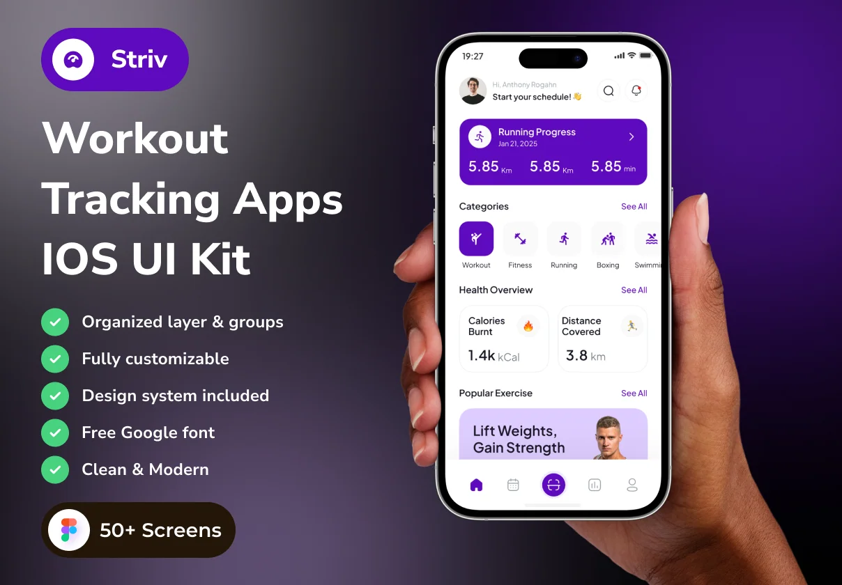 Striv - Workout Tracking App IOS UI Kits