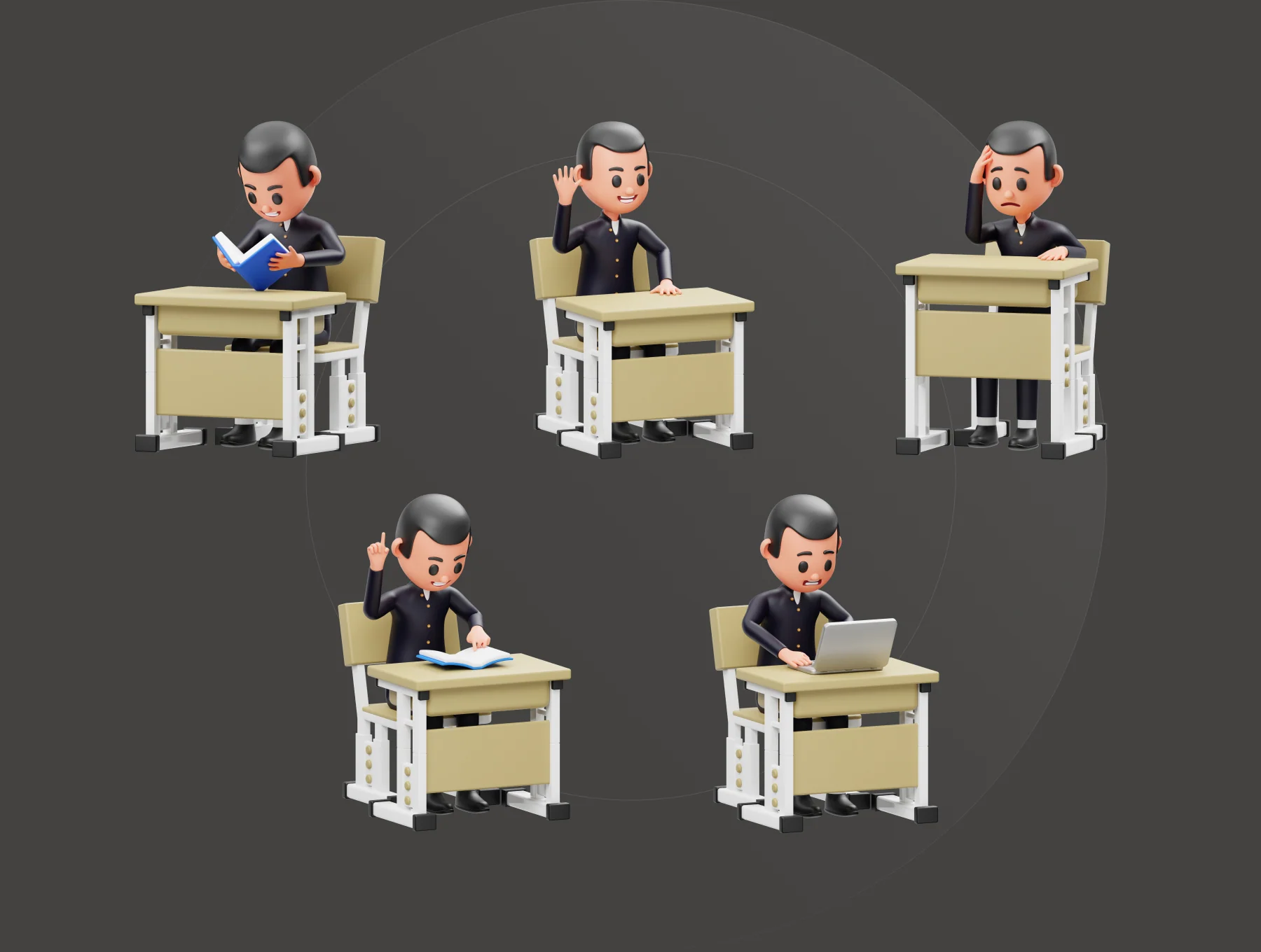 Student Character 3D Illustration 5