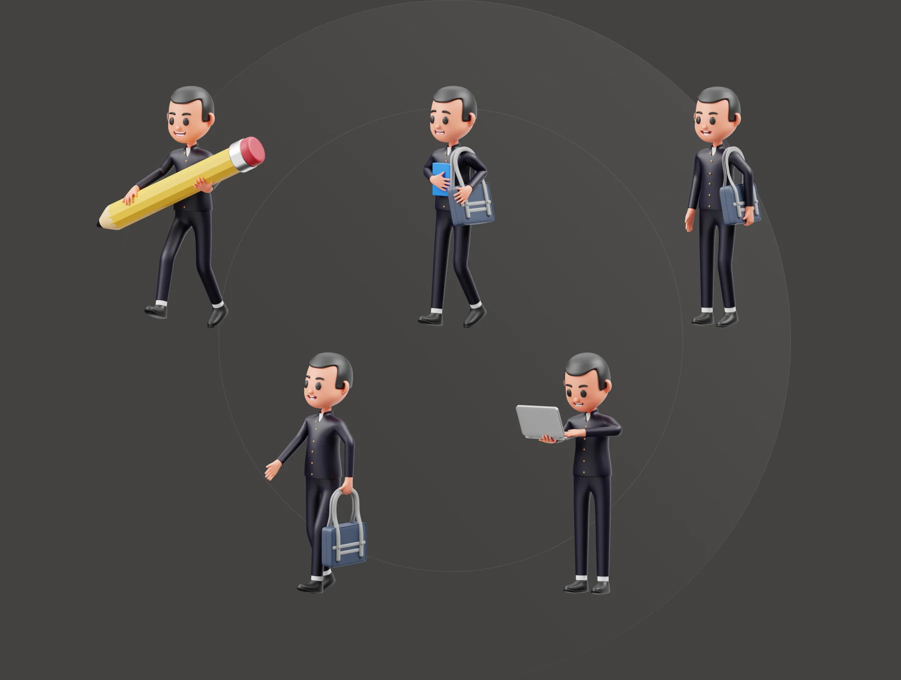 Student Character 3D Illustration 6