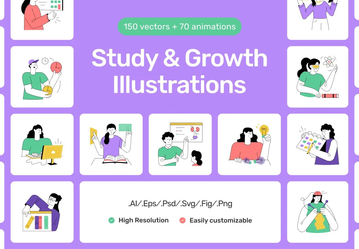 Study and Growth Illustrations Bundle