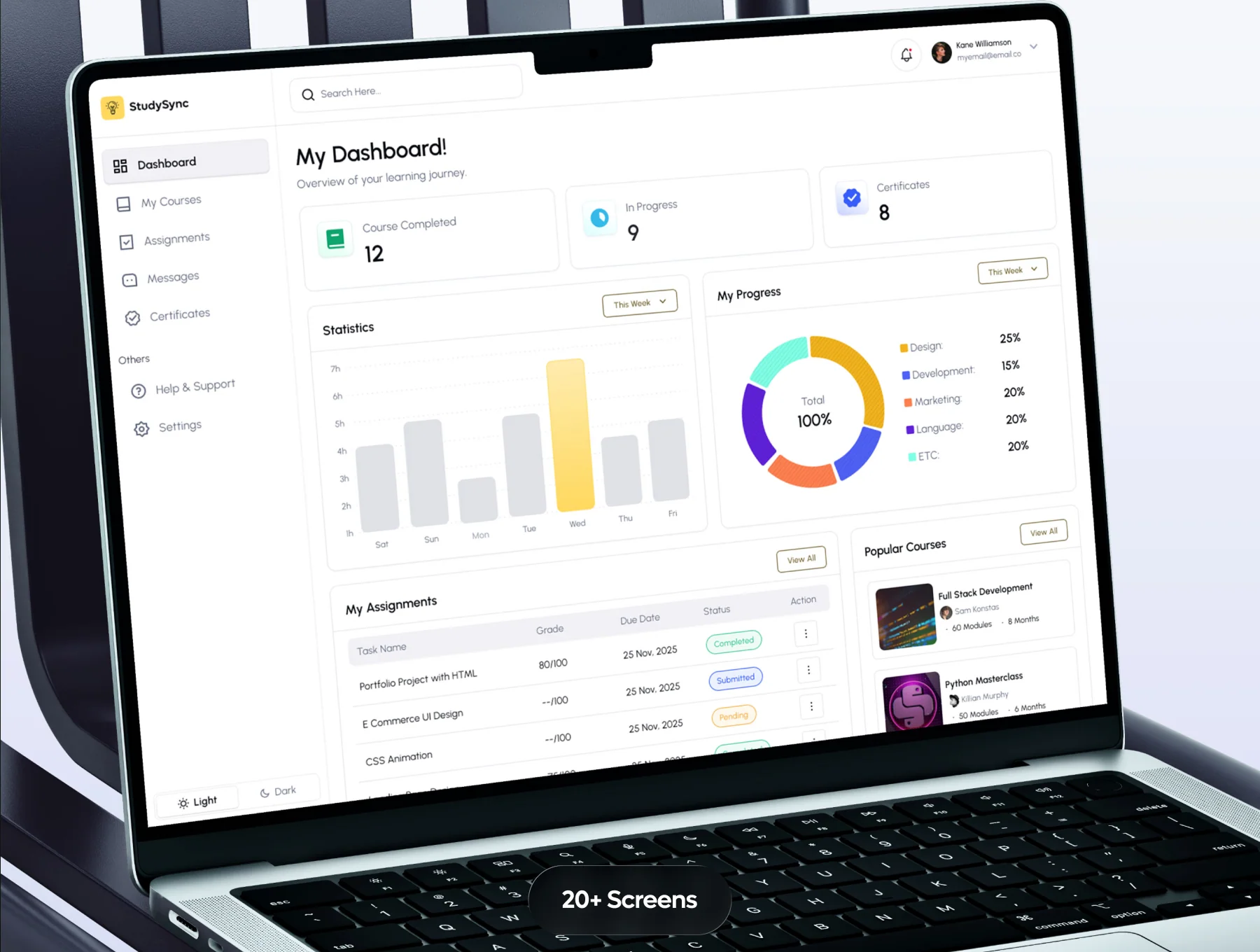 StudySync - E Learning Platform Dashboard UI Kit 2