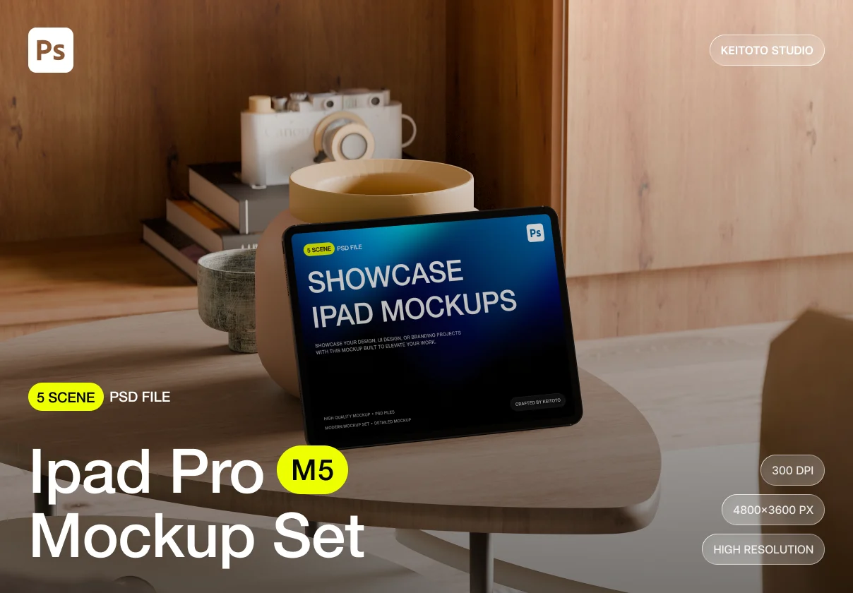Stylish iPad Pro Mockup in Modern Interior Scene