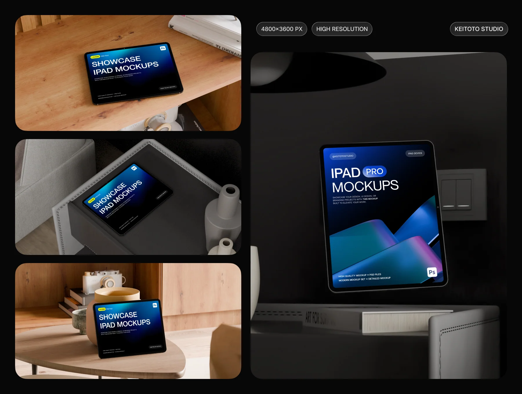 Stylish iPad Pro Mockup in Modern Interior Scene 2