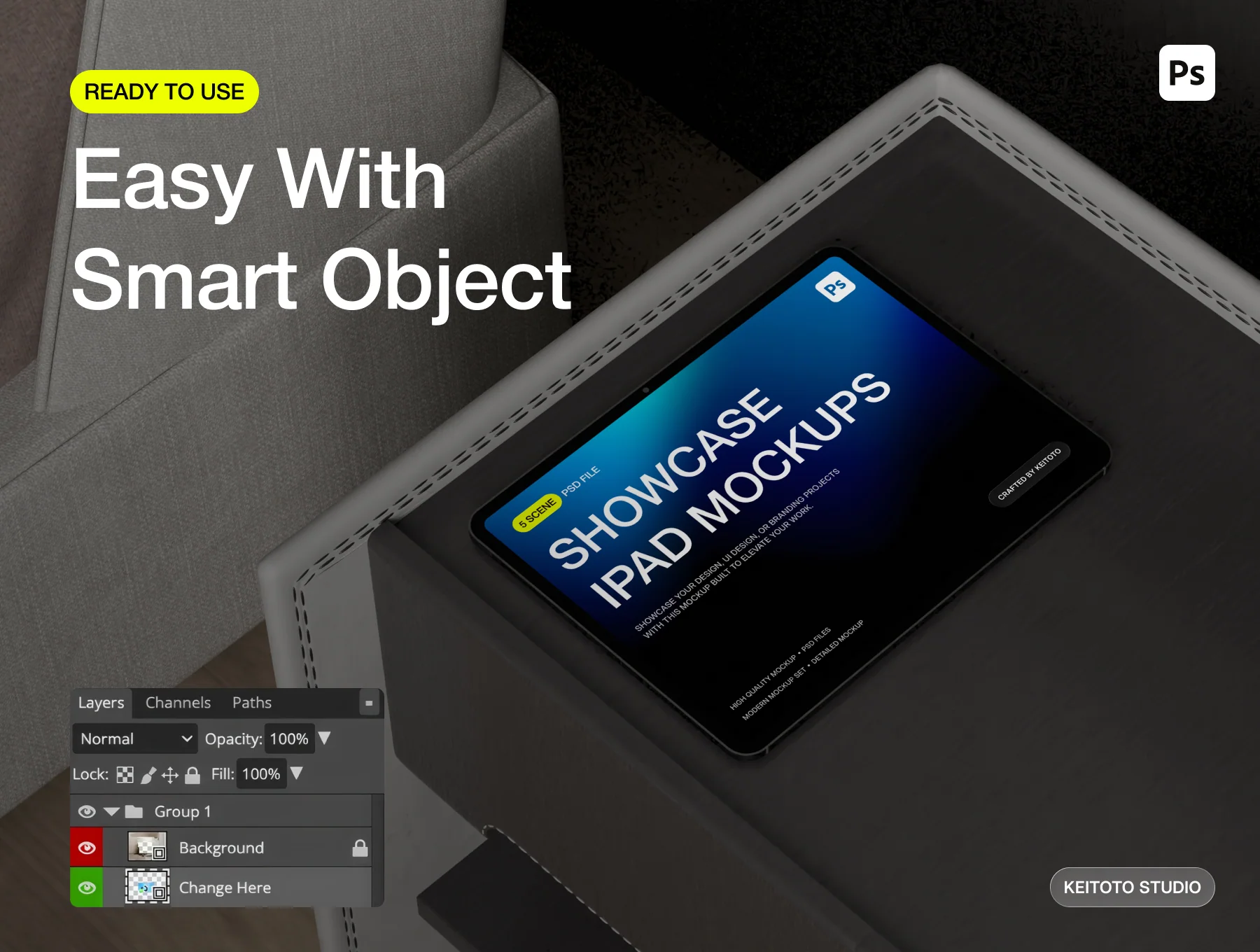 Stylish iPad Pro Mockup in Modern Interior Scene 3