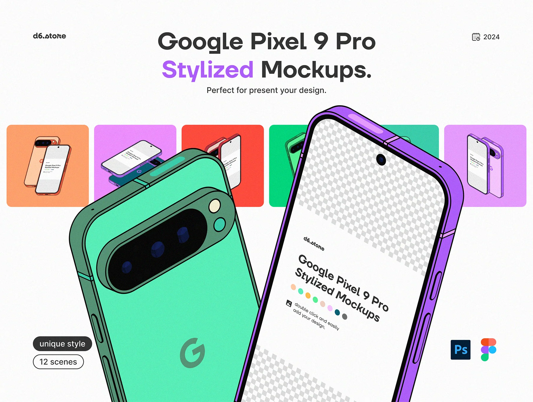 Google Pixel 9 Pro Stylized Mockups
