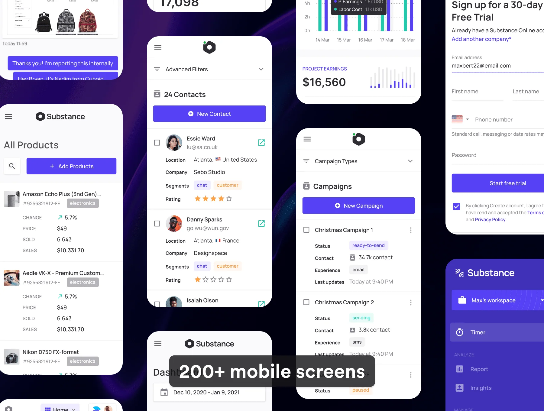 Substance Dashboard UI Kit 3