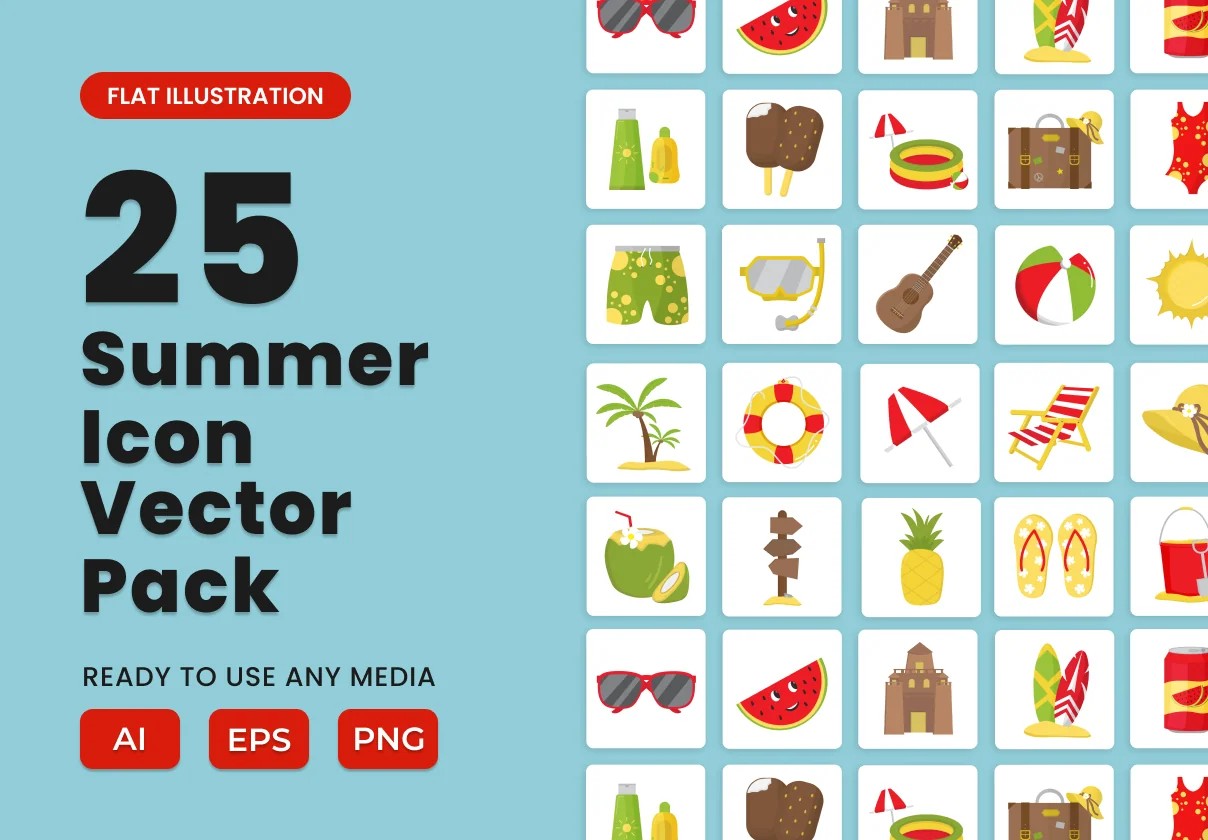 Summer 2D Icon Illustration Set Vol 1