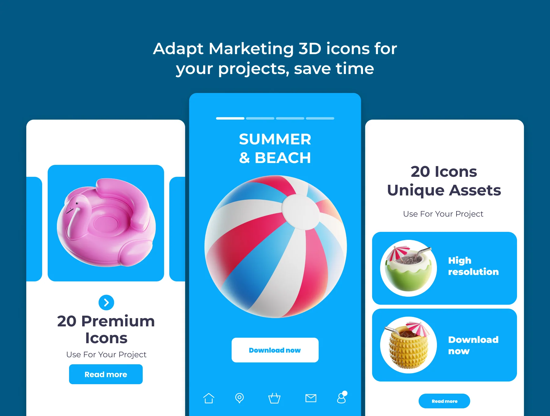 Summer & Beach 3D Illustration Pack 3