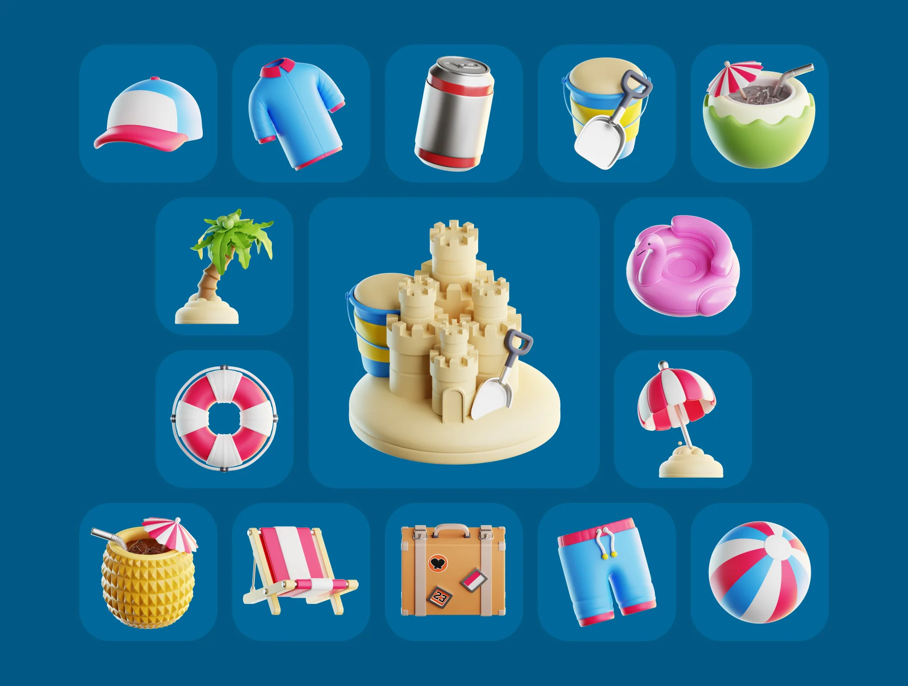 Summer & Beach 3D Illustration Pack 6