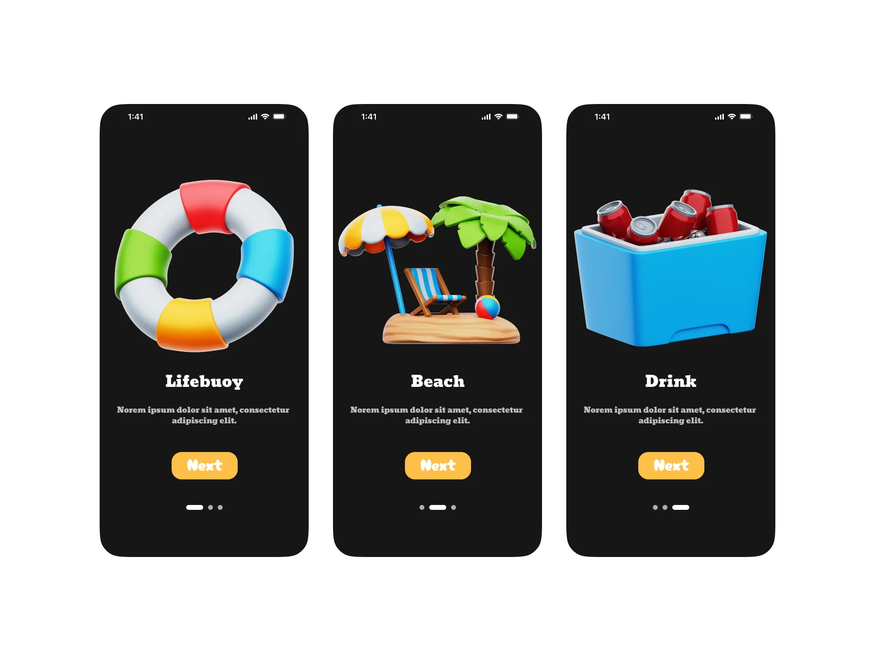 Summer Holiday 3D Icons Set 4
