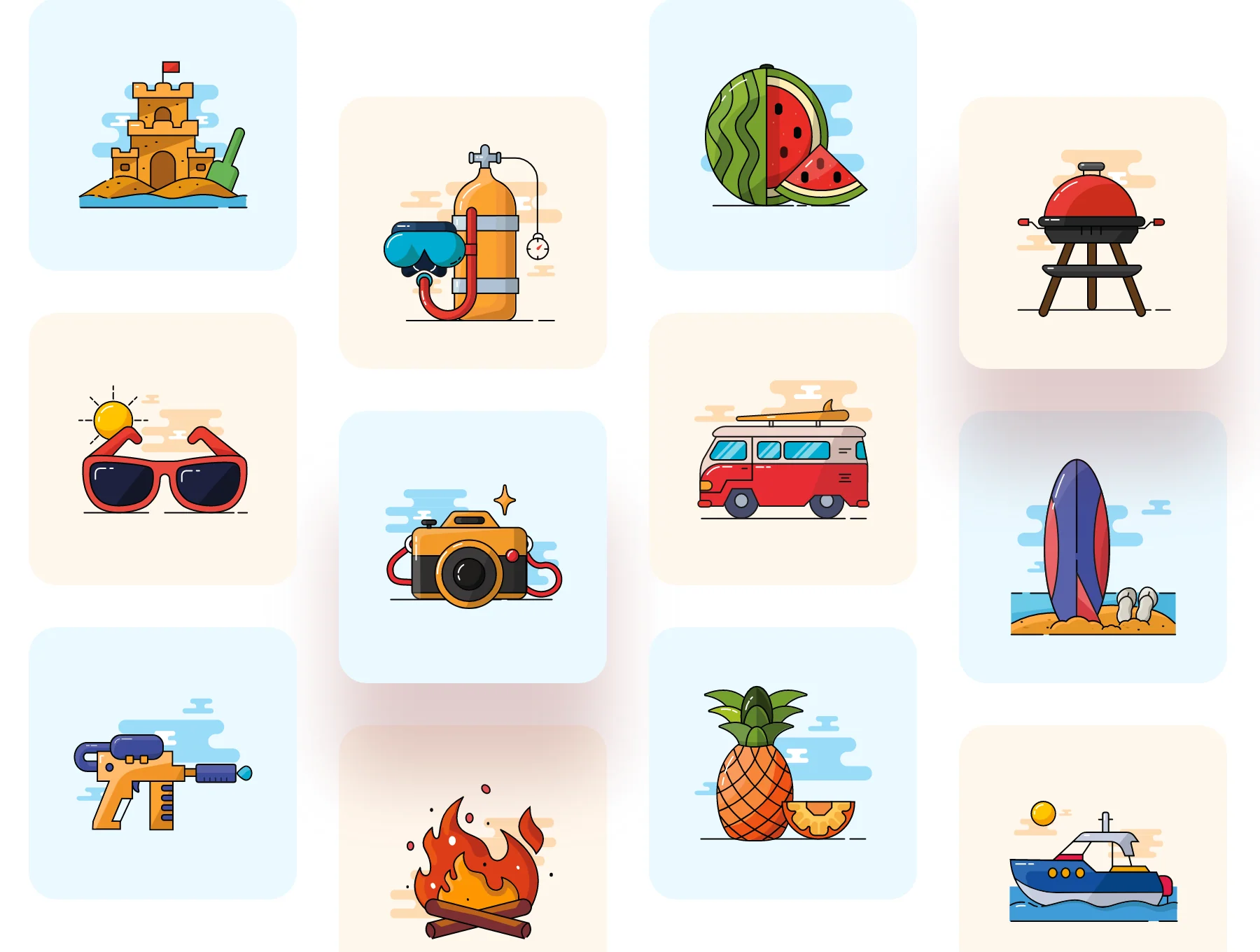 Summer holiday - Coloured icon set 2