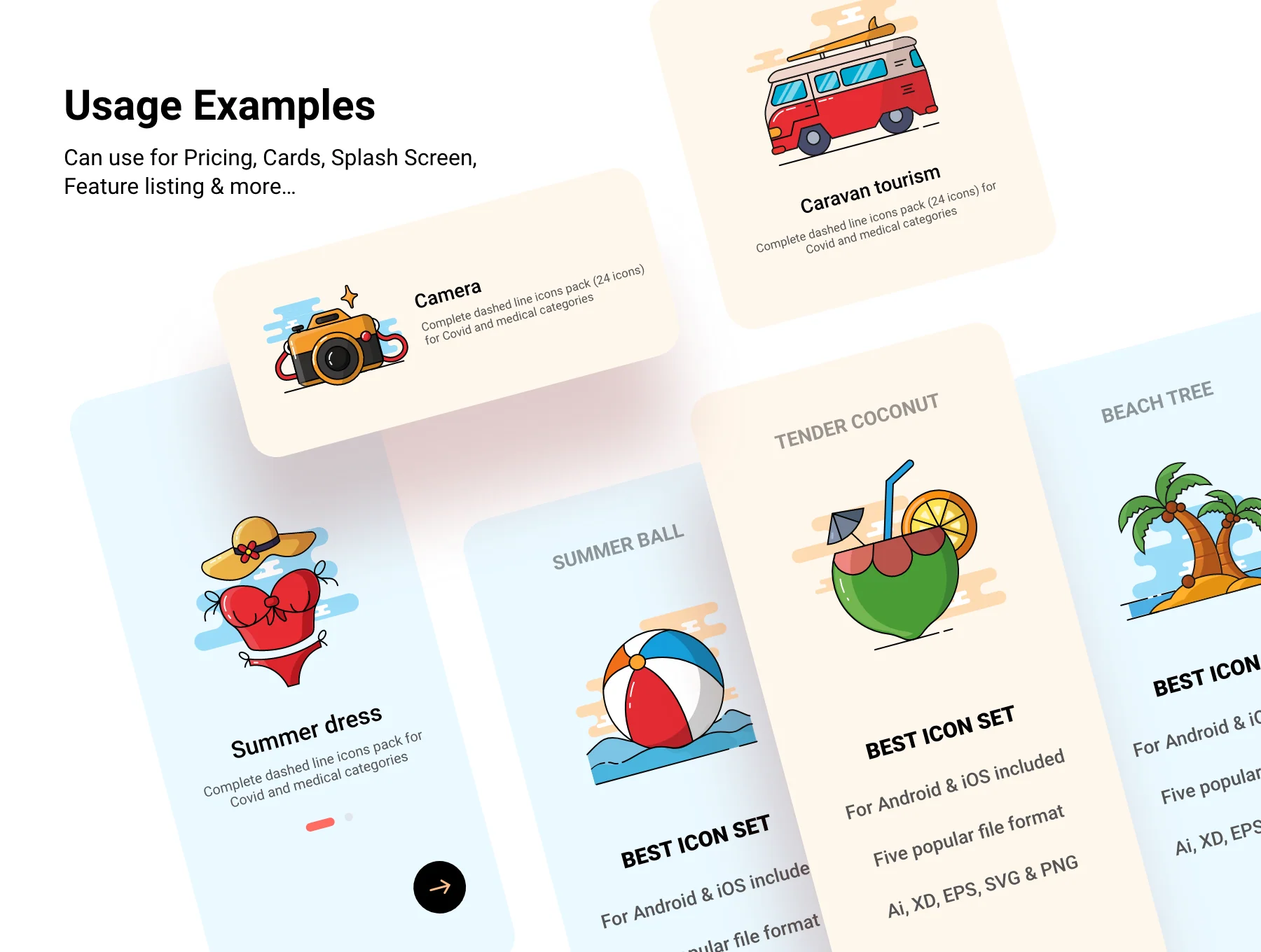 Summer holiday - Coloured icon set 4