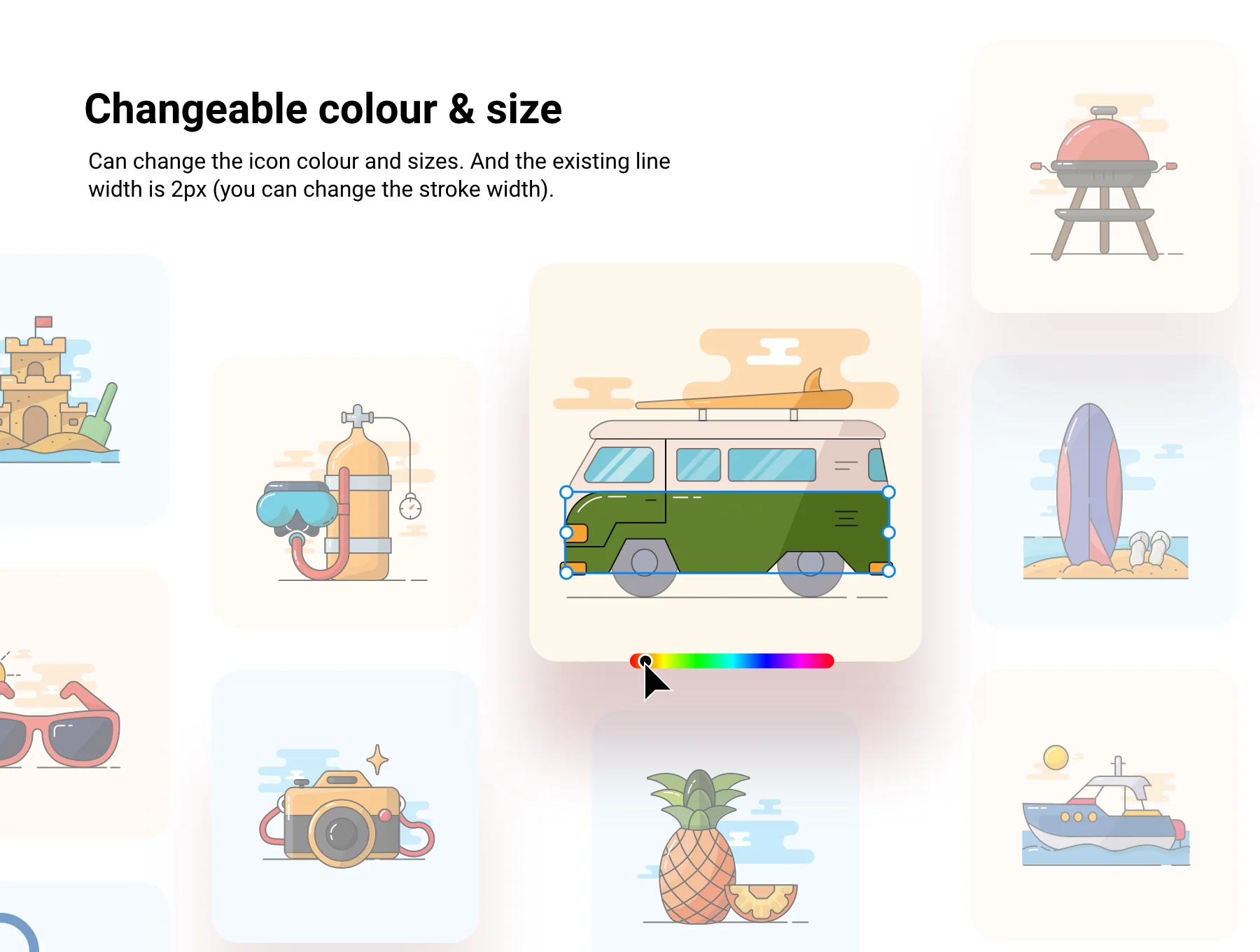 Summer holiday - Coloured icon set 5