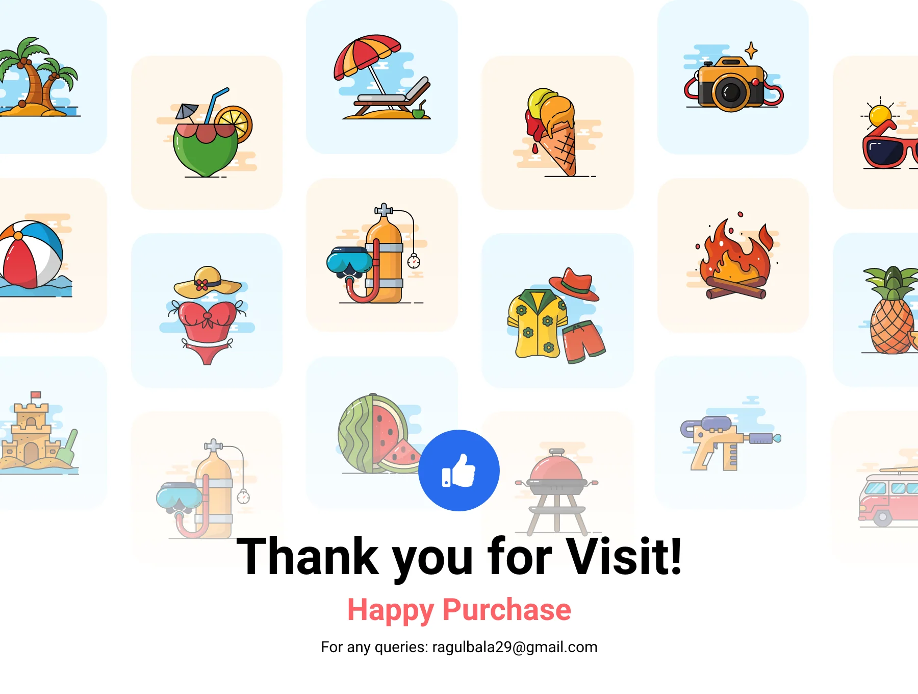Summer holiday - Coloured icon set 6