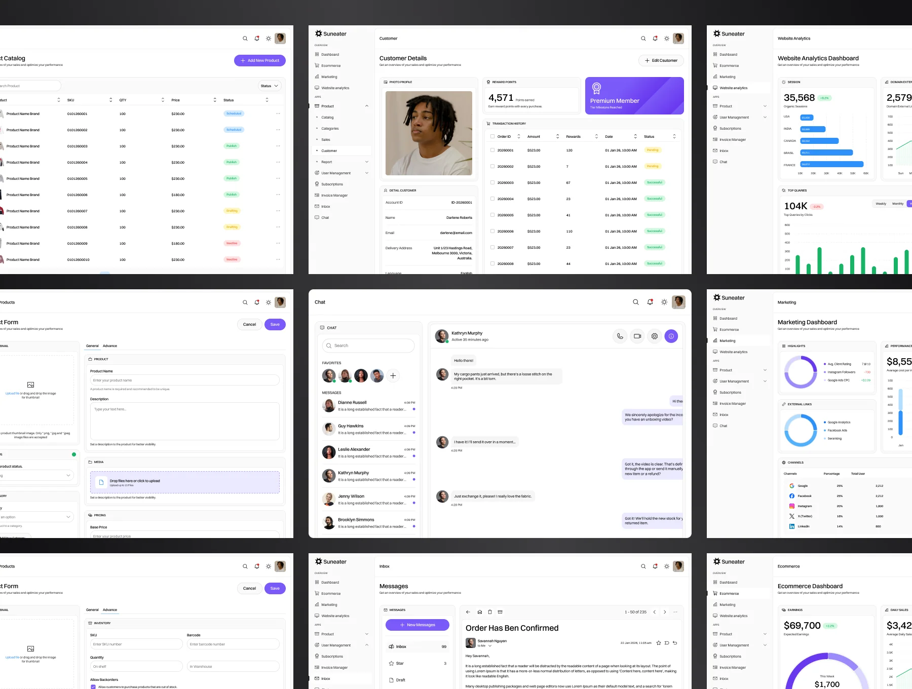 Suneater – SaaS eCommerce Dashboard UI Kit 4