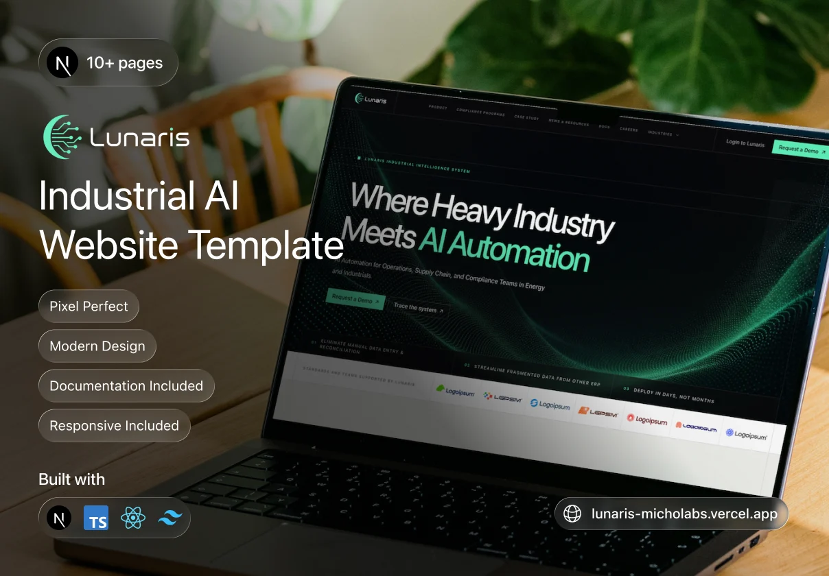 Lunaris - Industrial AI Website Template
