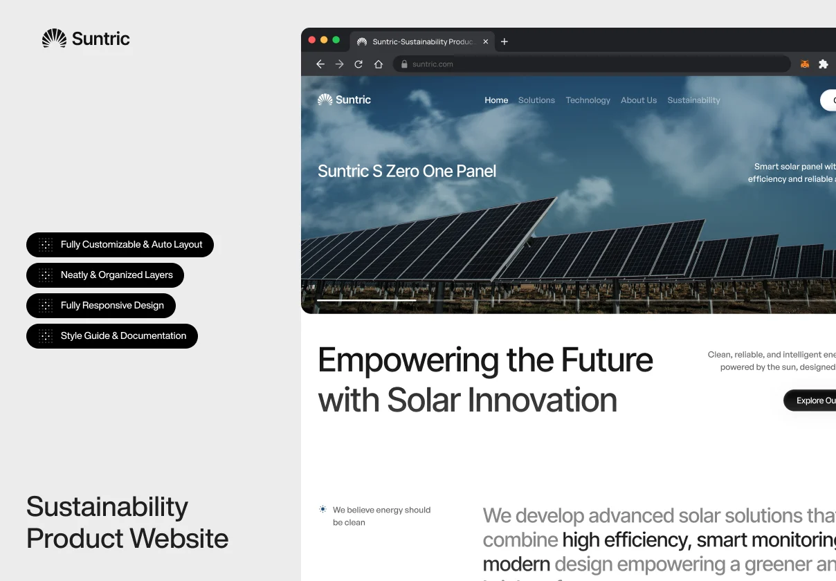 Suntric - Sustainability Product Website UI KIT
