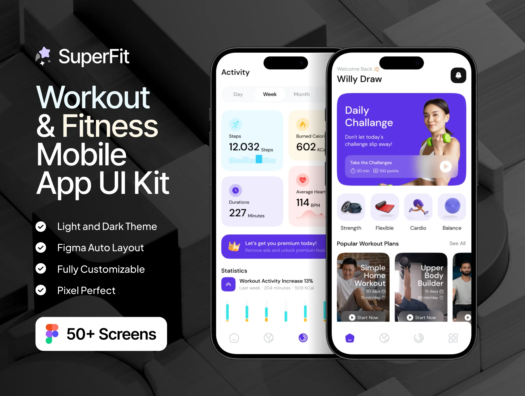 SuperFit - Workout & Fitness Mobile App UI Kit