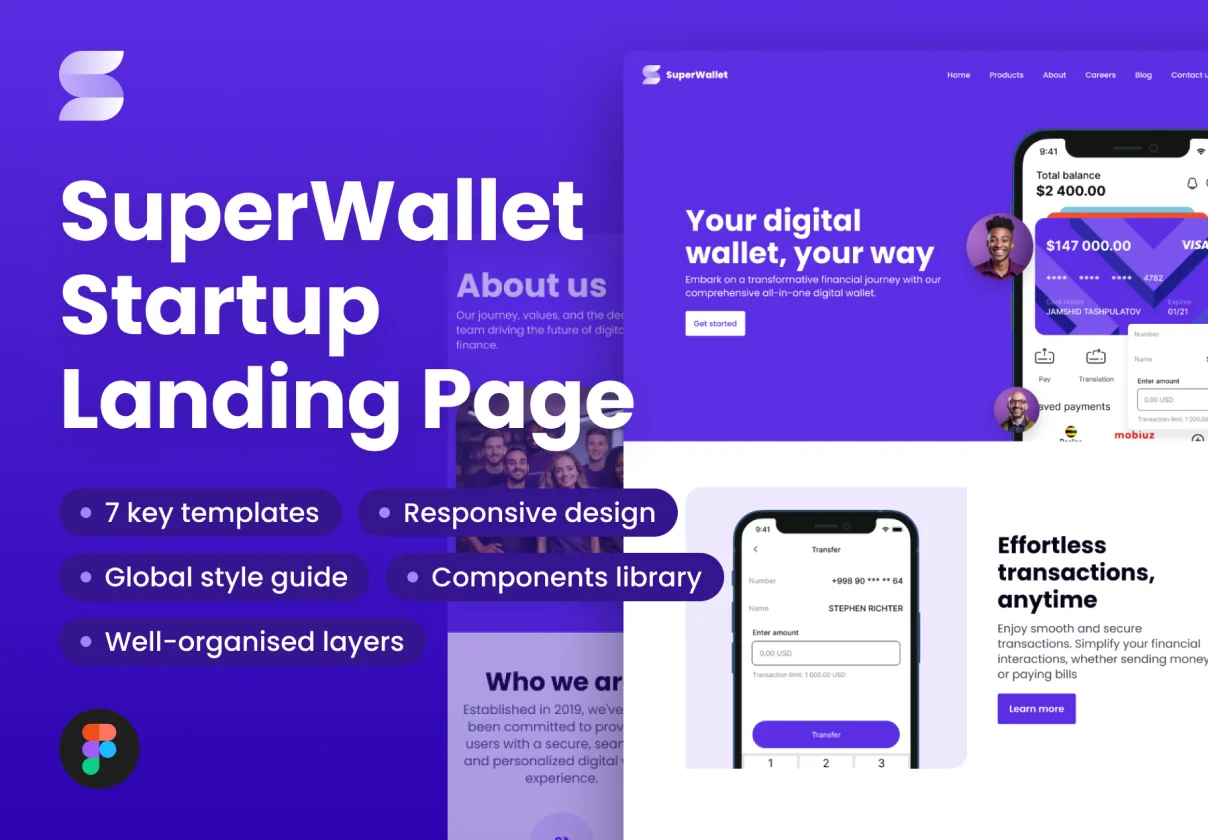SuperWallet Startup Landing Page UI Kit