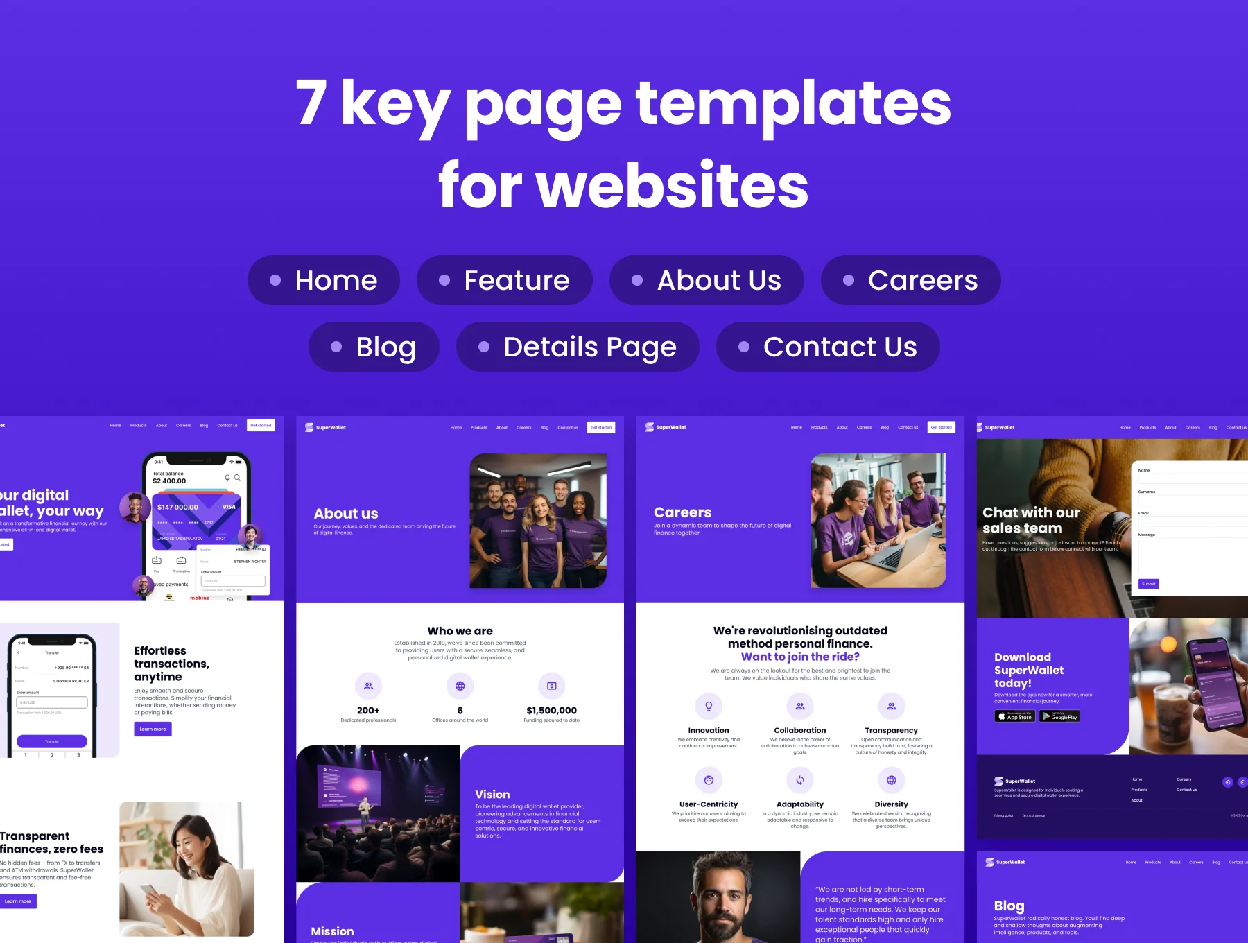 SuperWallet Startup Landing Page UI Kit 2
